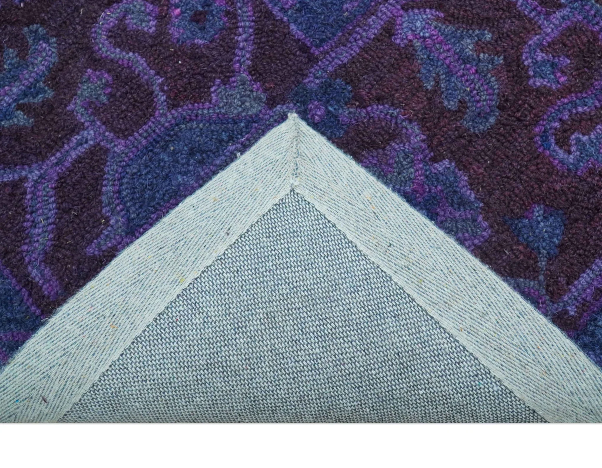 Sky Traditional Design Purple Hand Tufted Overdyed Wool Rug - Image 9