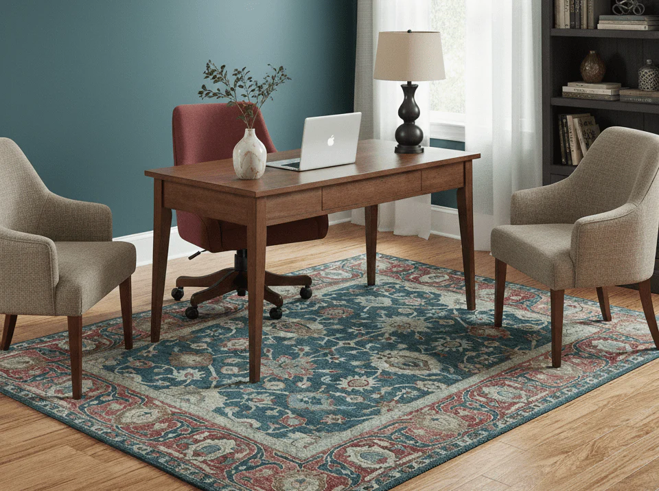 Custom Made Traditional Oushak Design Teal Hand Tufted Wool  Rug - Image 2