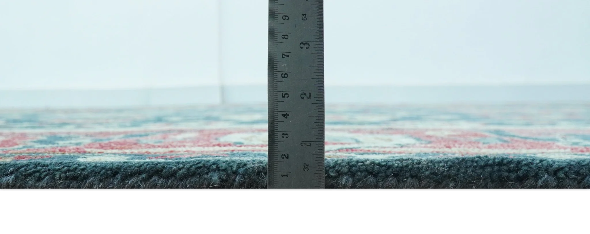 Custom Made Traditional Oushak Design Teal Hand Tufted Wool  Rug - Image 8