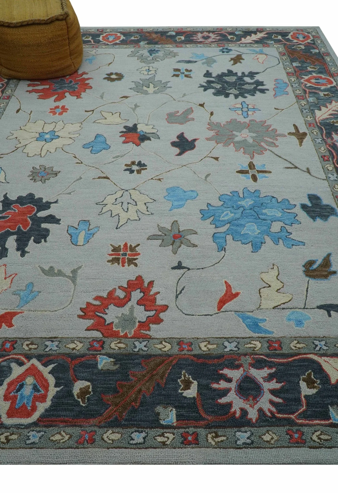 Custom Made Traditional Oushak Silver Hand Tufted Wool Area Rug - Image 4