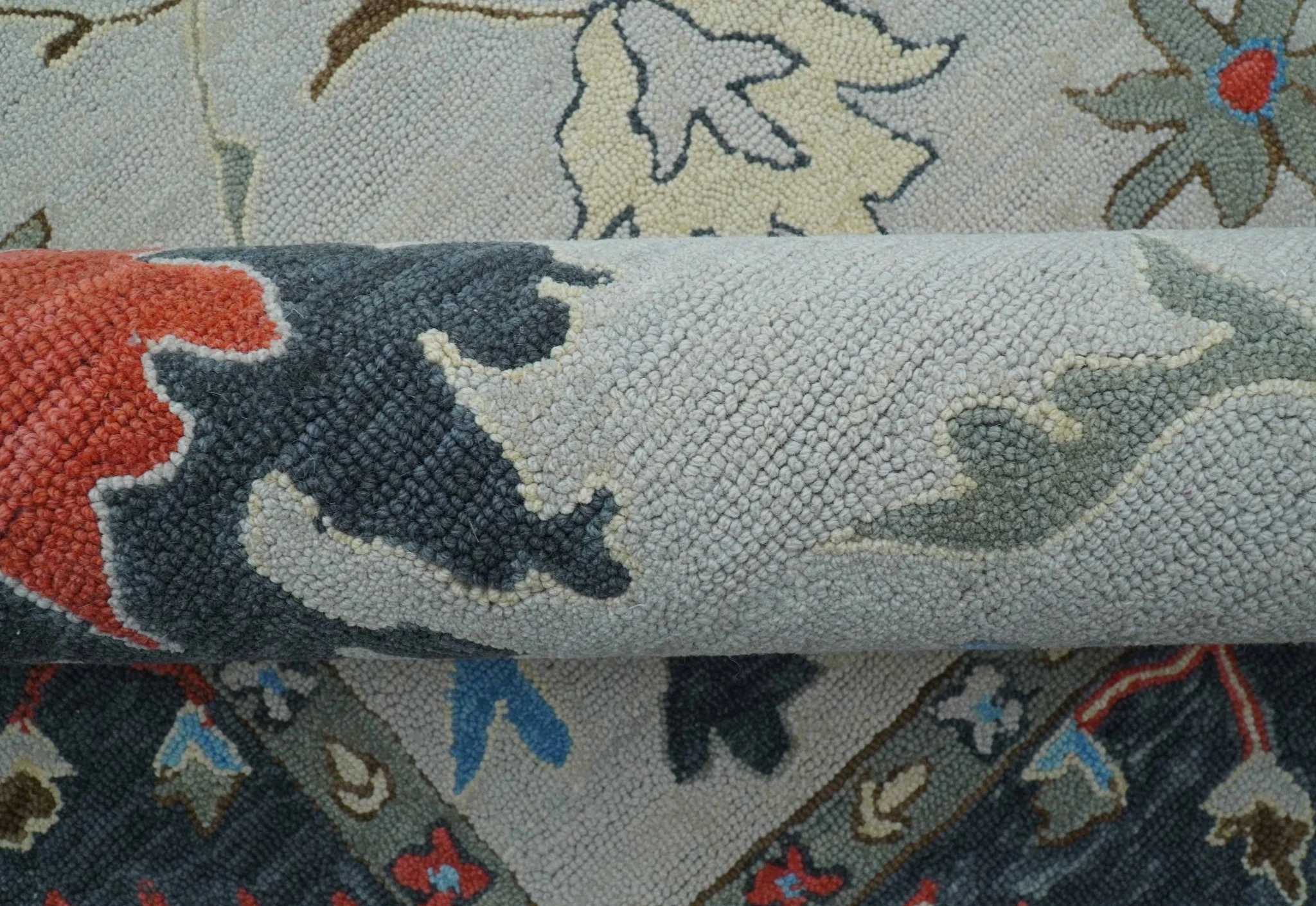 Custom Made Traditional Oushak Silver Hand Tufted Wool Area Rug - Image 9