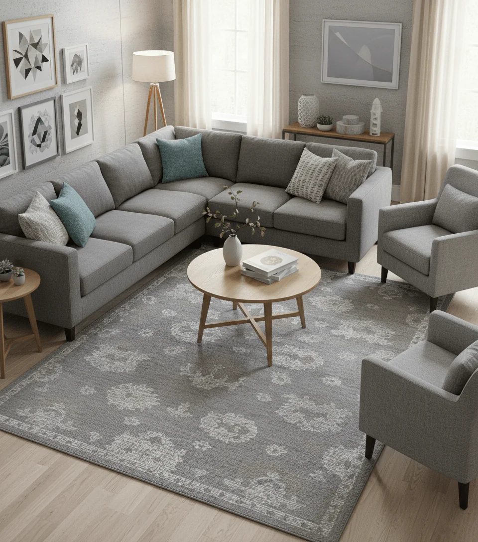 Elvin Custom Made Traditional Oushak Gray Hand Tufted wool rug - Image 2