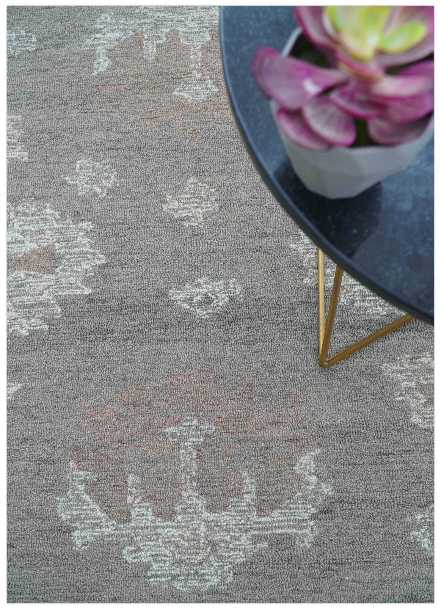 Elvin Custom Made Traditional Oushak Gray Hand Tufted wool rug - Image 3