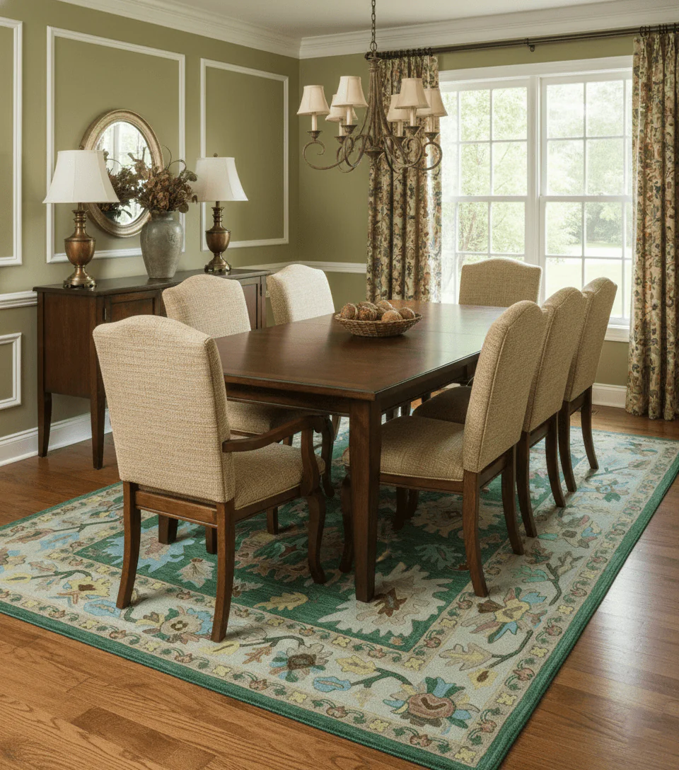 Custom Made Traditional Oushak Green Hand Tufted Wool Area Rug - Image 2