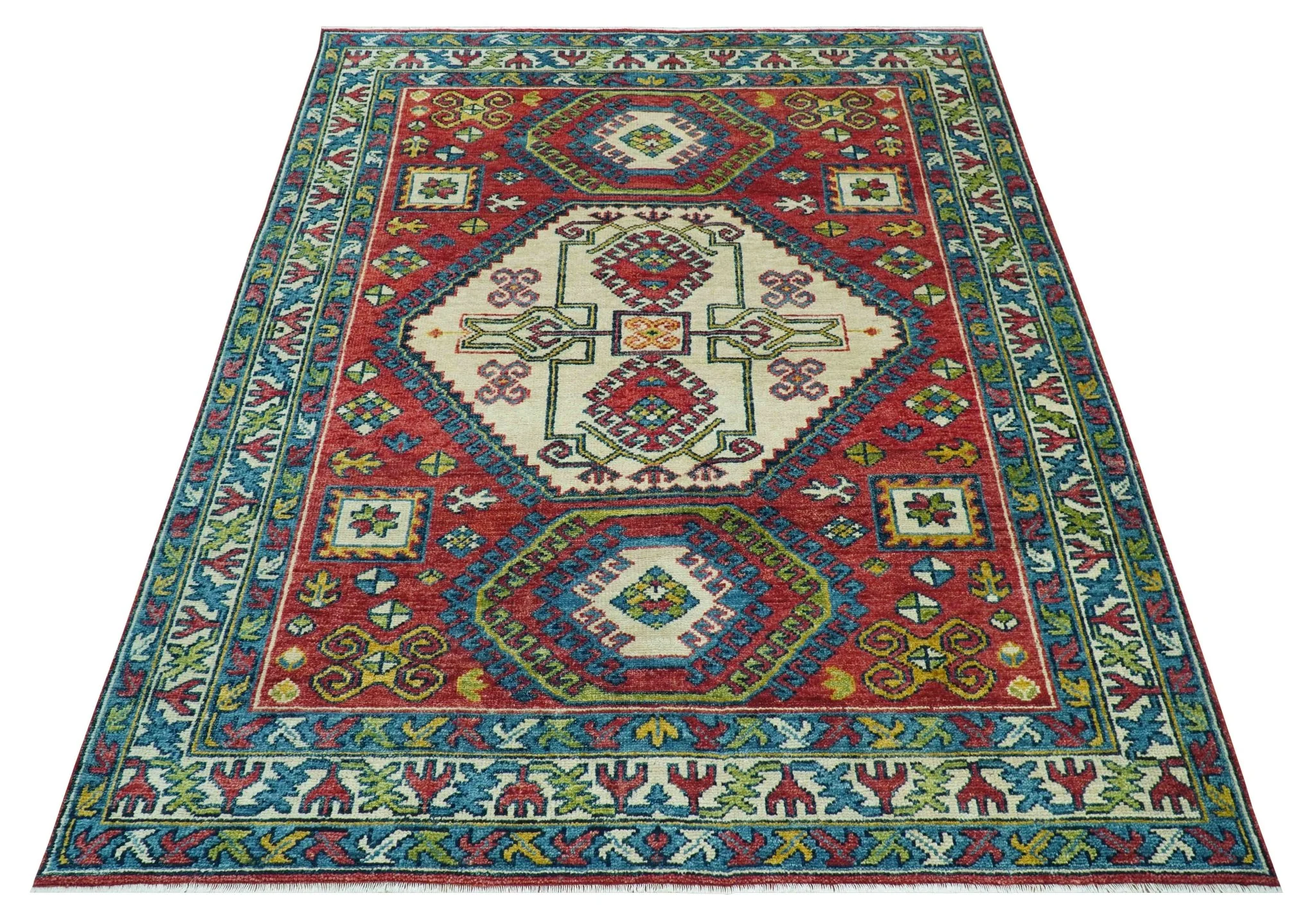 Custom Made Traditional Persian Design Red And Ivory Hand Knotted Wool Rug - Image 11