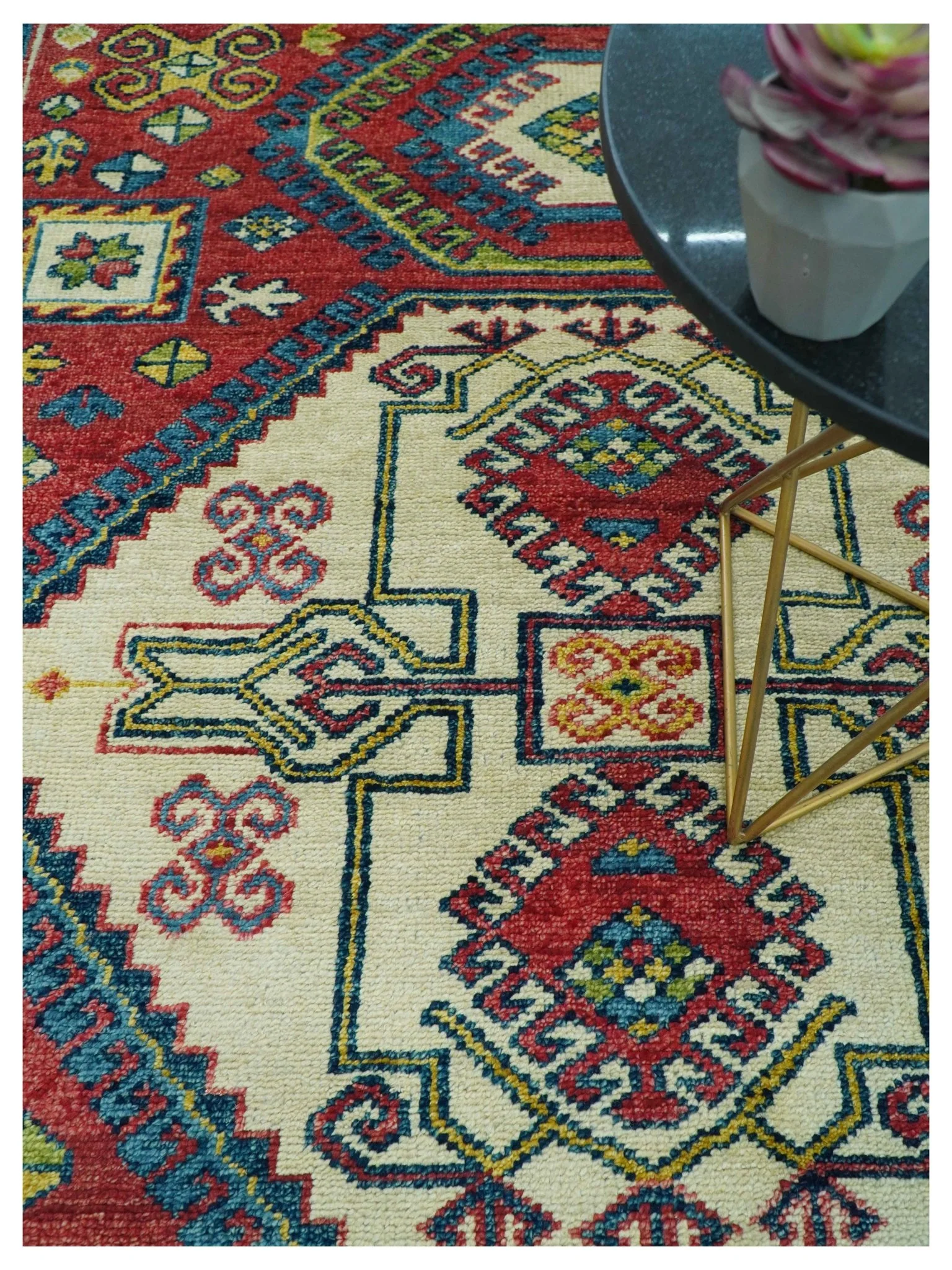 Custom Made Traditional Persian Design Red And Ivory Hand Knotted Wool Rug - Image 3