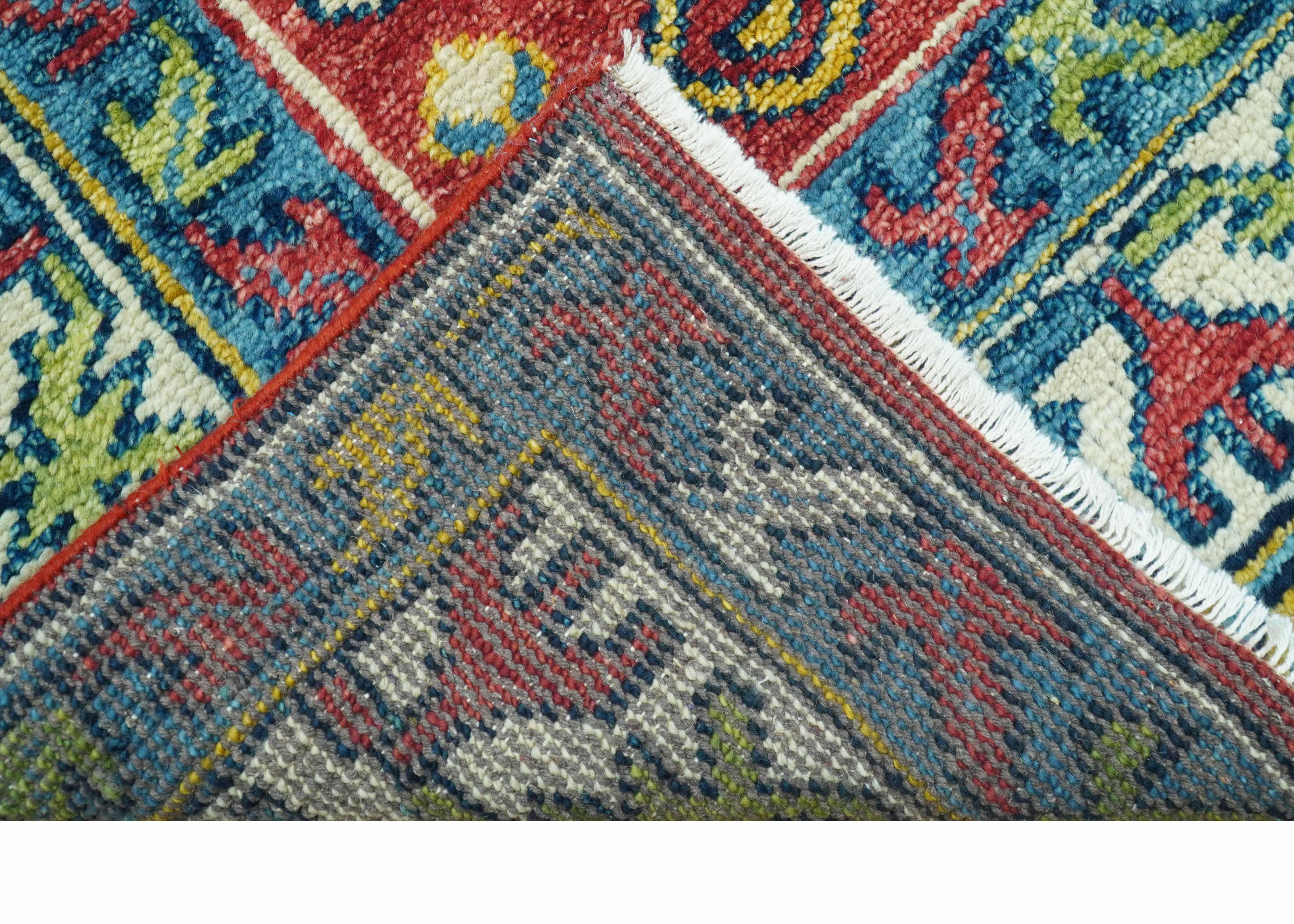 Custom Made Traditional Persian Design Red And Ivory Hand Knotted Wool Rug - Image 5