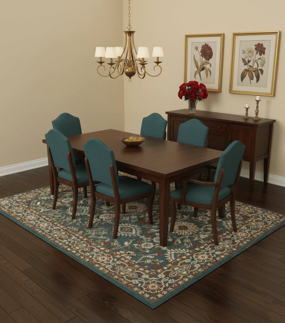 Custom Made Traditional Persian Design Silver, Blue And Rust Hand Tufted Wool Area Rug - Image 2