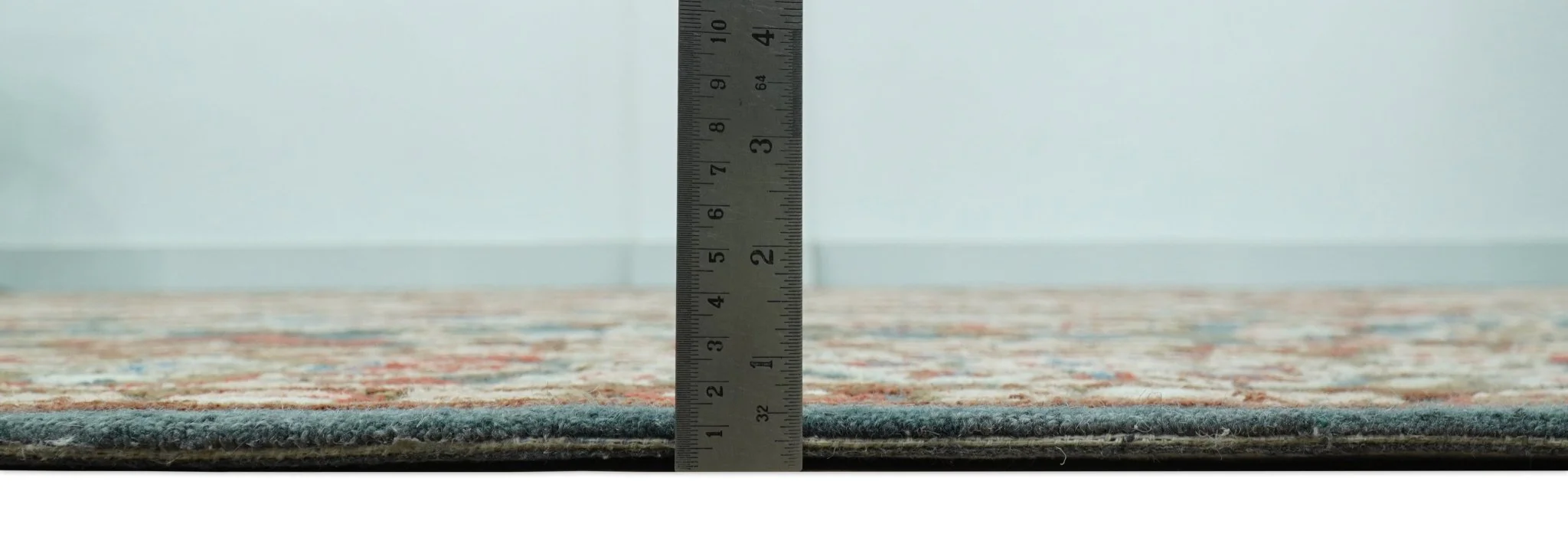 Custom Made Traditional Persian Design Silver, Blue And Rust Hand Tufted Wool Area Rug - Image 5