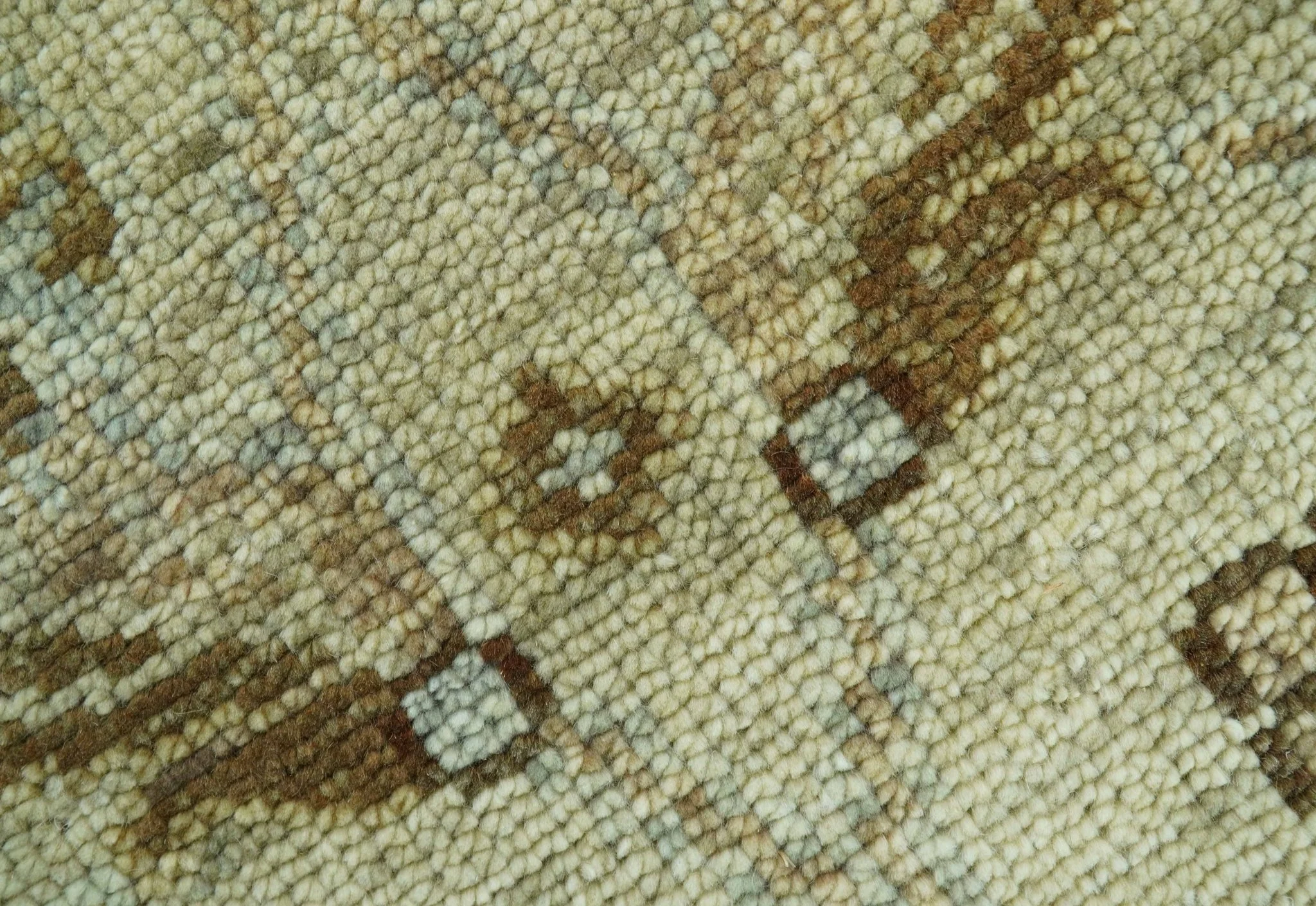 Custom Made Traditional Design Beige And Brown Hand Knotted wool area rug - Image 5