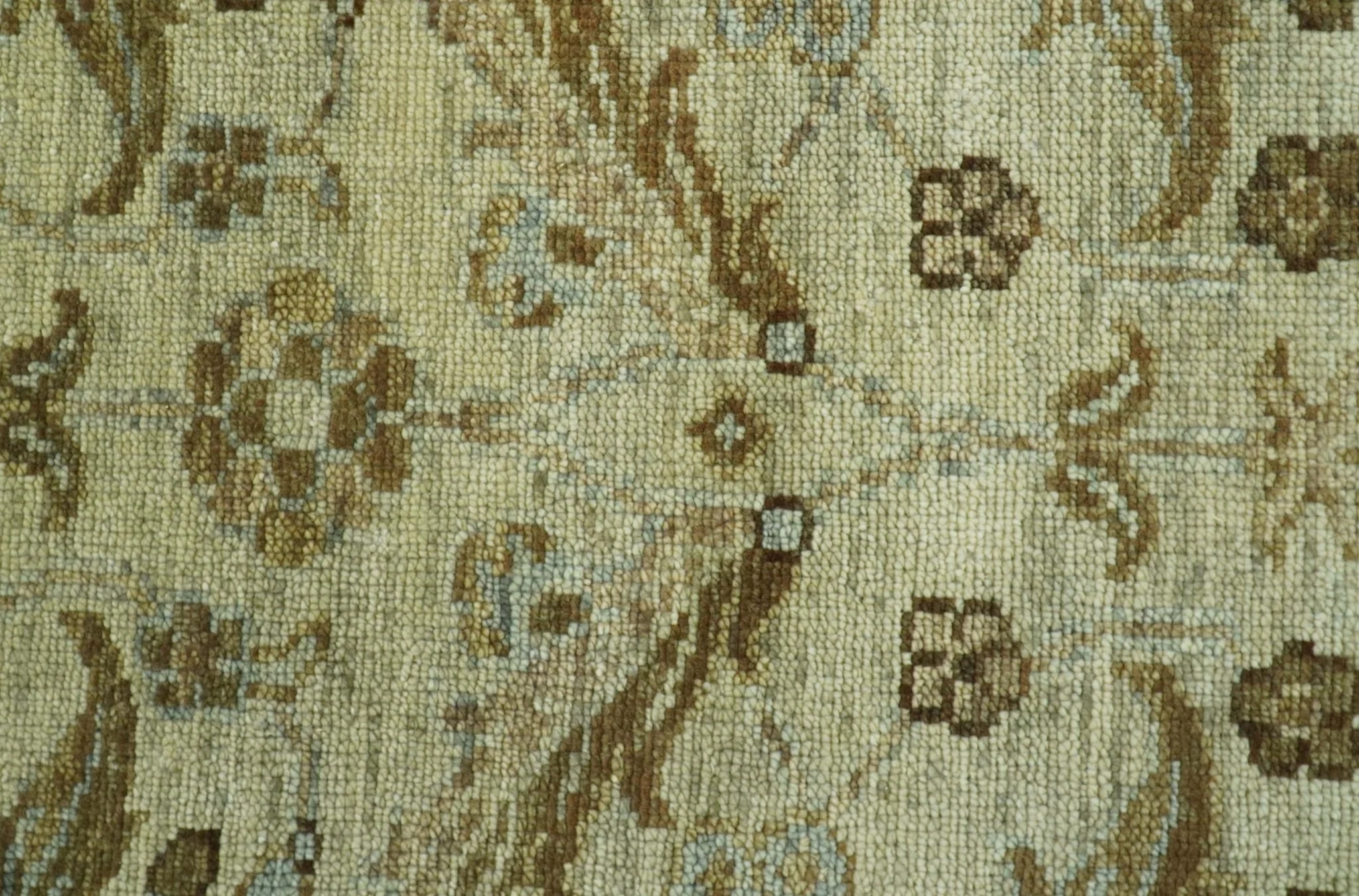 Custom Made Traditional Design Beige And Brown Hand Knotted wool area rug - Image 6