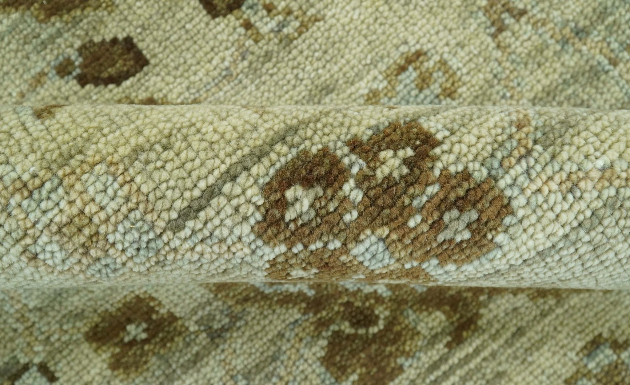 Custom Made Traditional Design Beige And Brown Hand Knotted wool area rug - Image 7