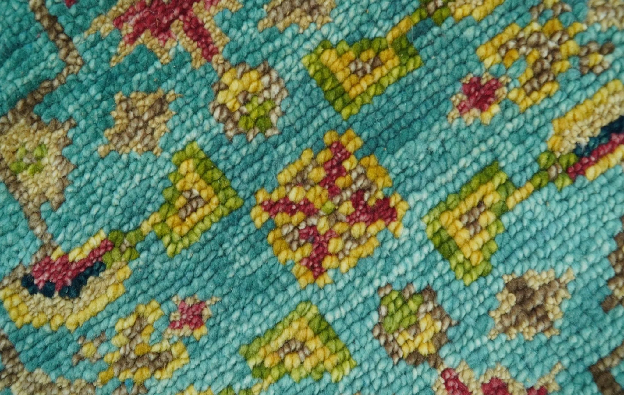 Custom Made Traditional Serapi Design Blue And Mustard Hand Knotted Wool Rug - Image 8