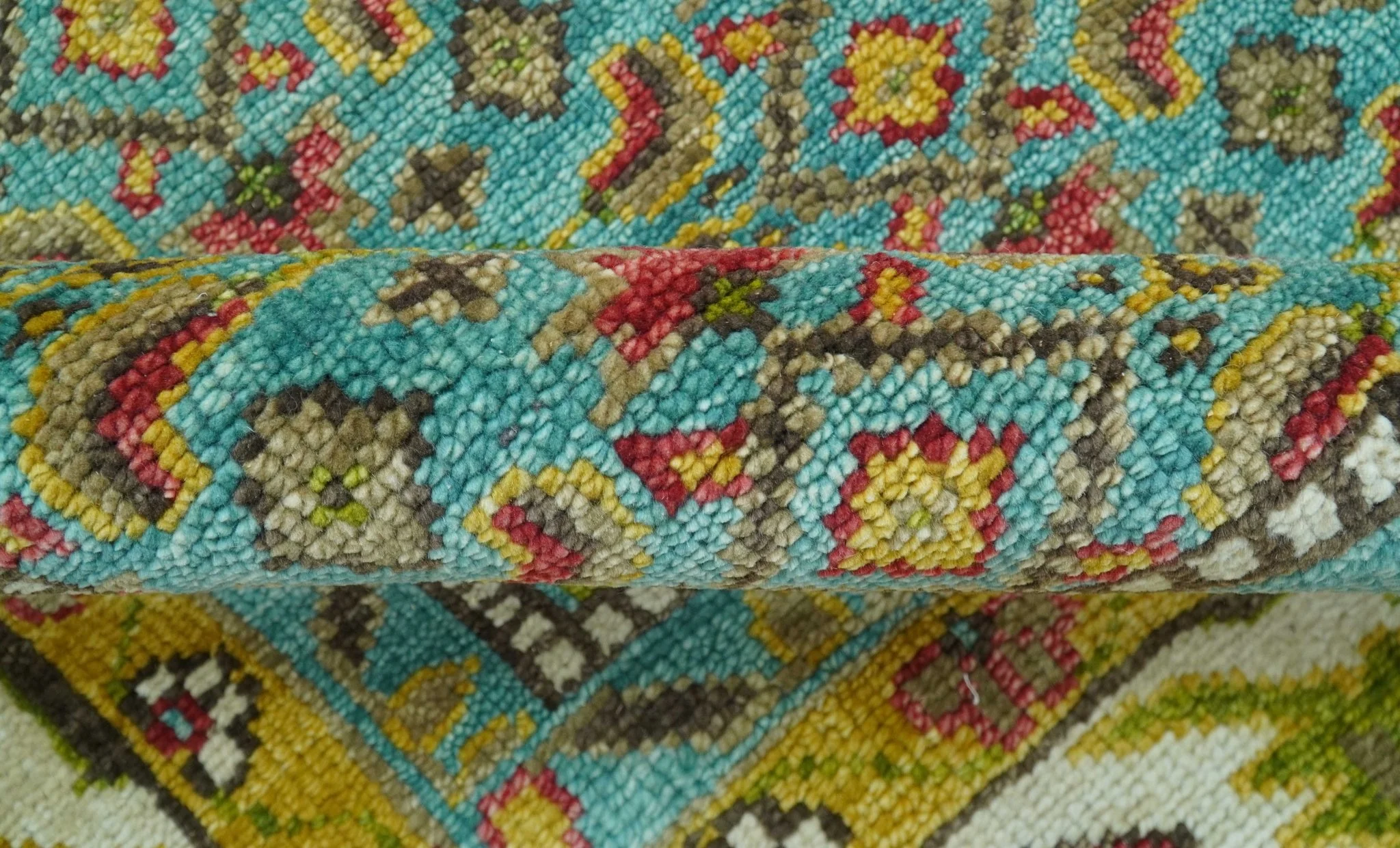 Custom Made Traditional Serapi Red And Blue Hand Knotted Wool Rug - Image 10