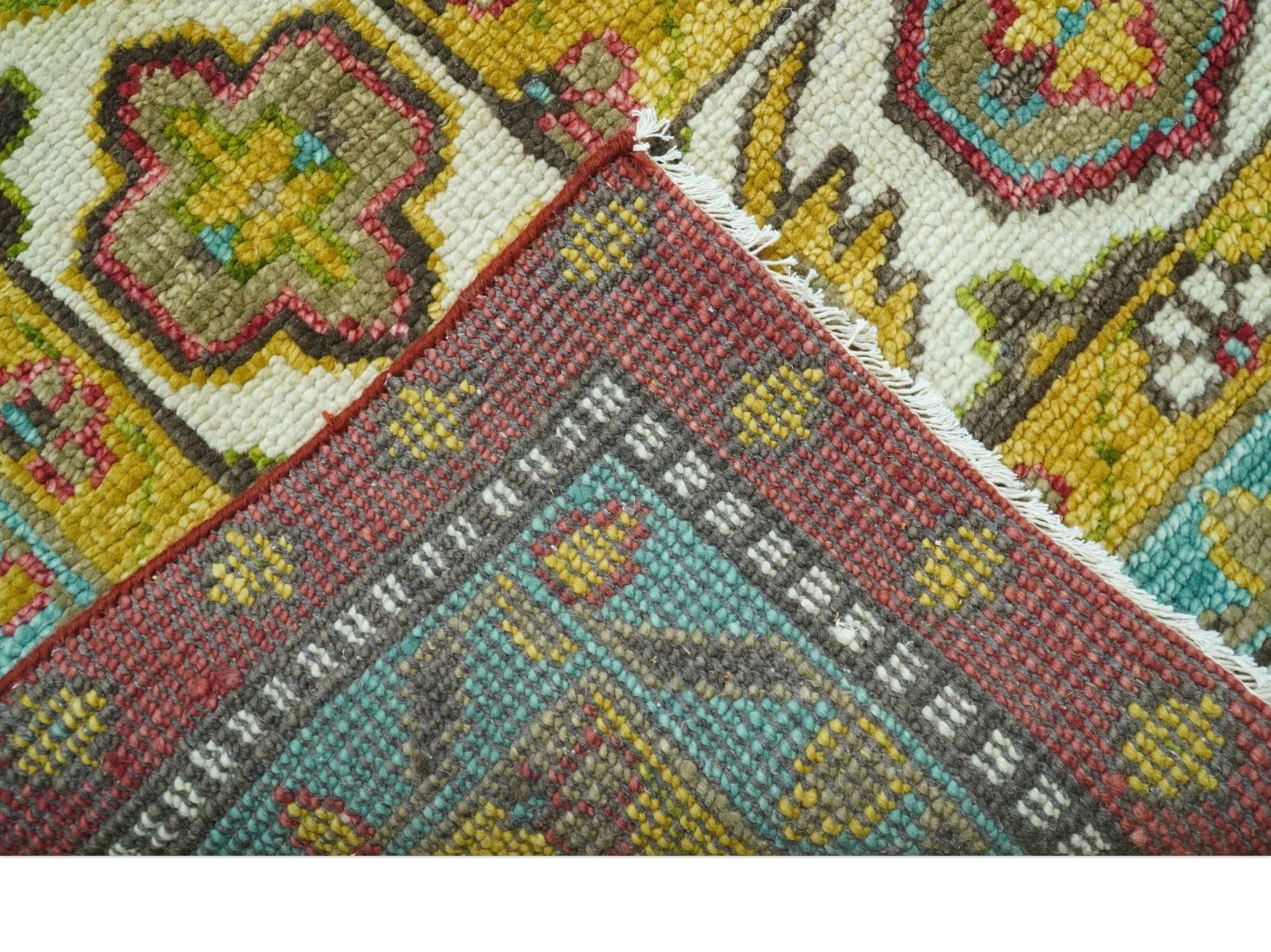 Custom Made Traditional Serapi Red And Blue Hand Knotted Wool Rug - Image 6