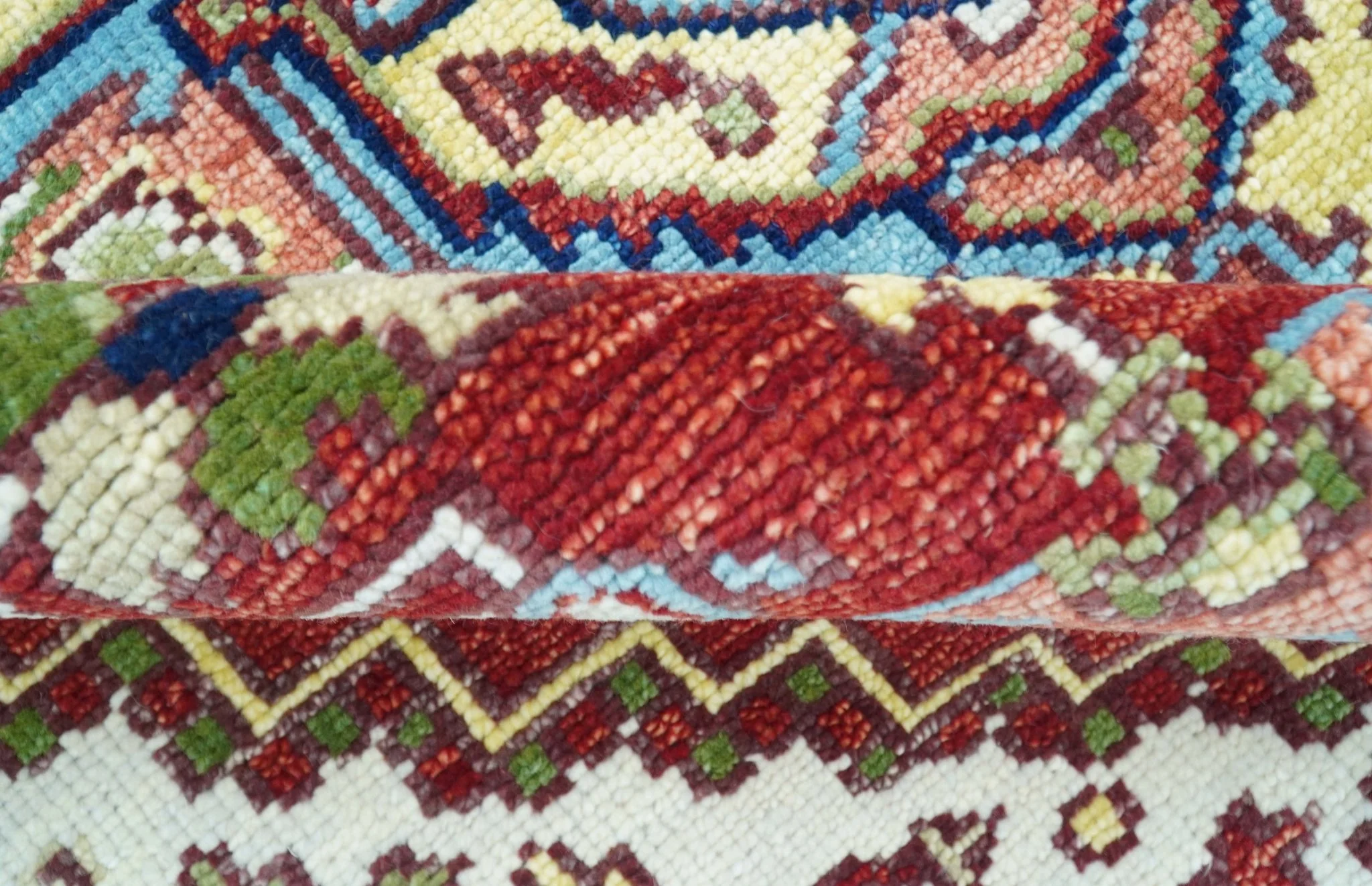Custom Made Traditional Serapi Rust And Blue Hand Knotted wool area rug - Image 7