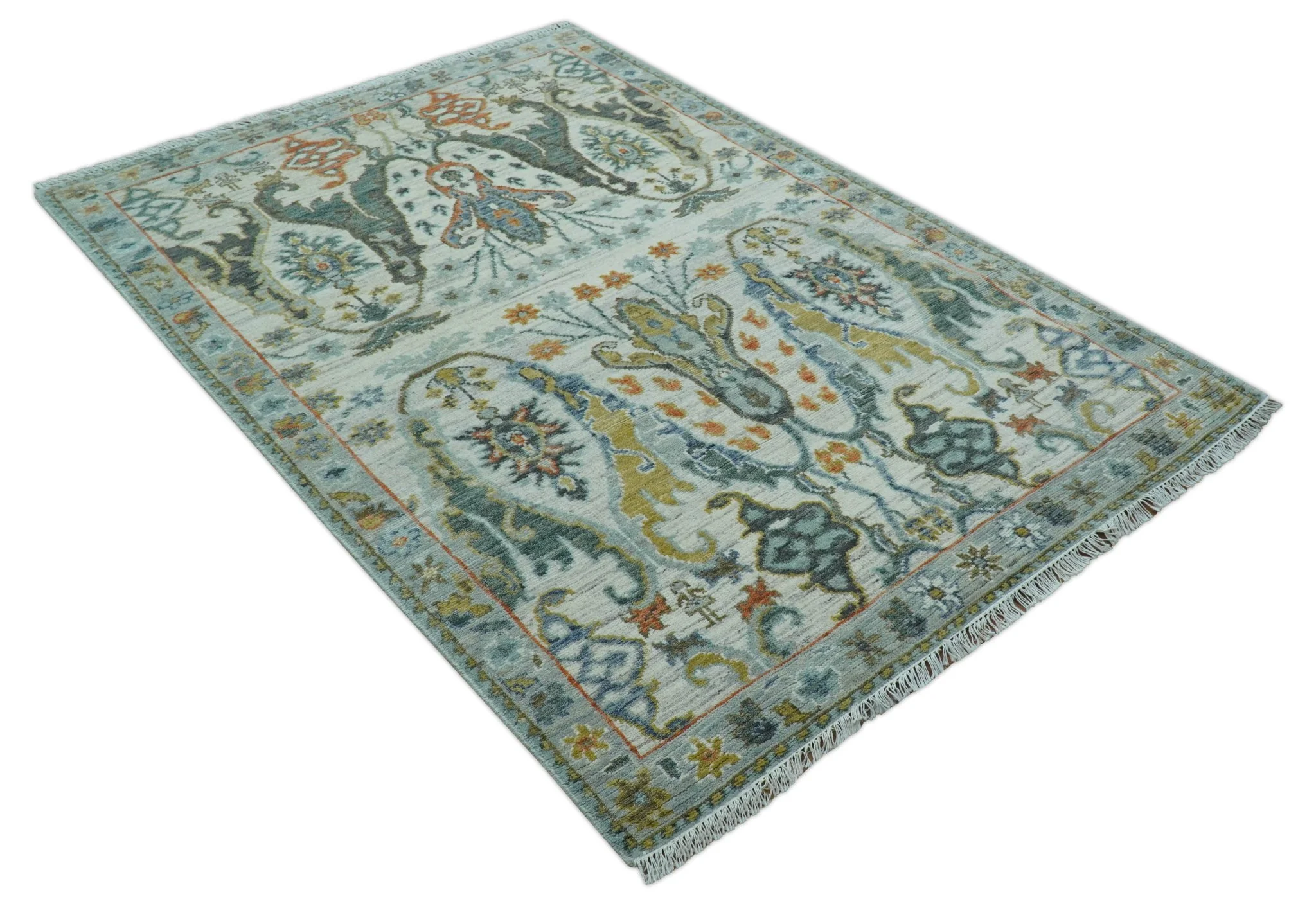 Dragon Custom Made Traditional Design Gray And Ivory Hand Knotted Wool Rug - Image 10