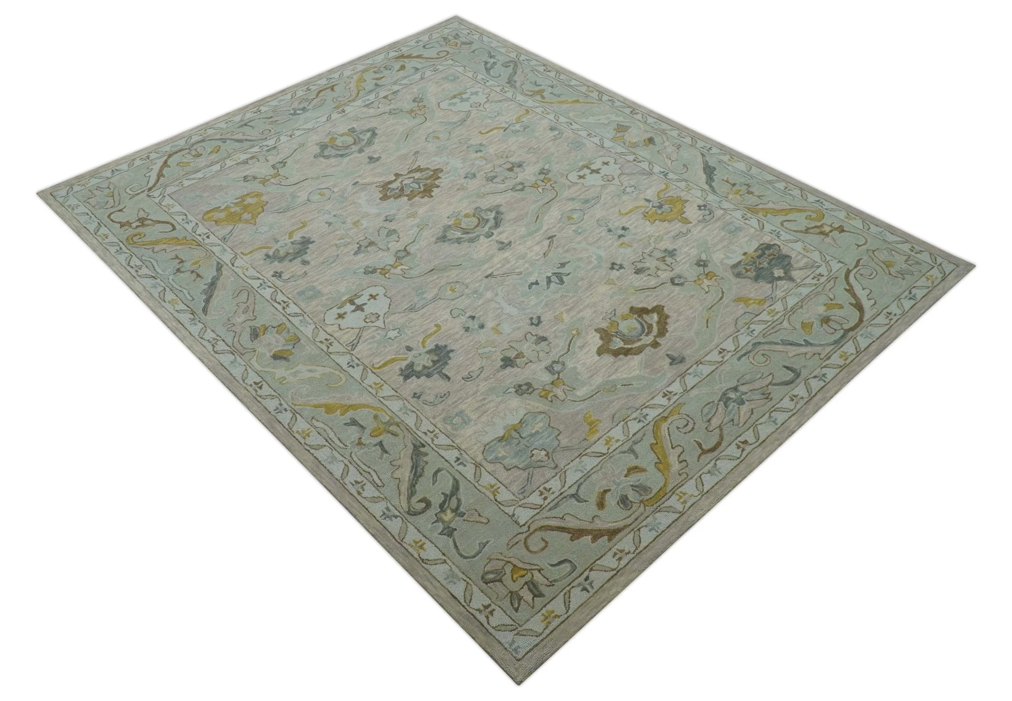 Custom Made Traditional Design Beige Peach Hand Tufted Wool Area Rug - Image 11
