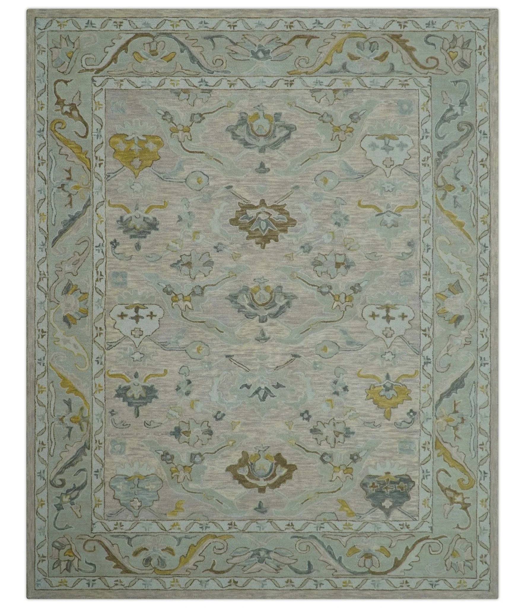 Custom Made Traditional Design Beige Peach Hand Tufted Wool Area Rug - Image 2