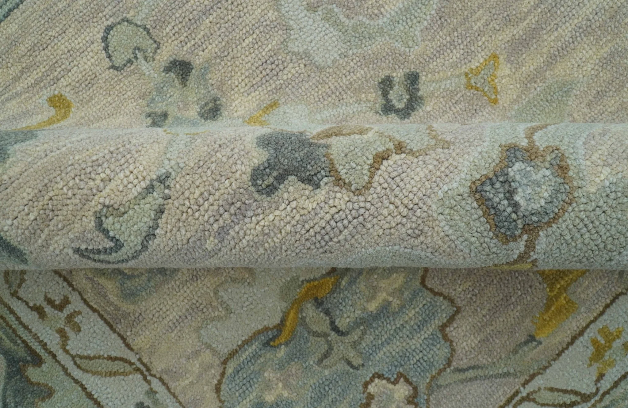 Custom Made Traditional Design Beige Peach Hand Tufted Wool Area Rug - Image 4