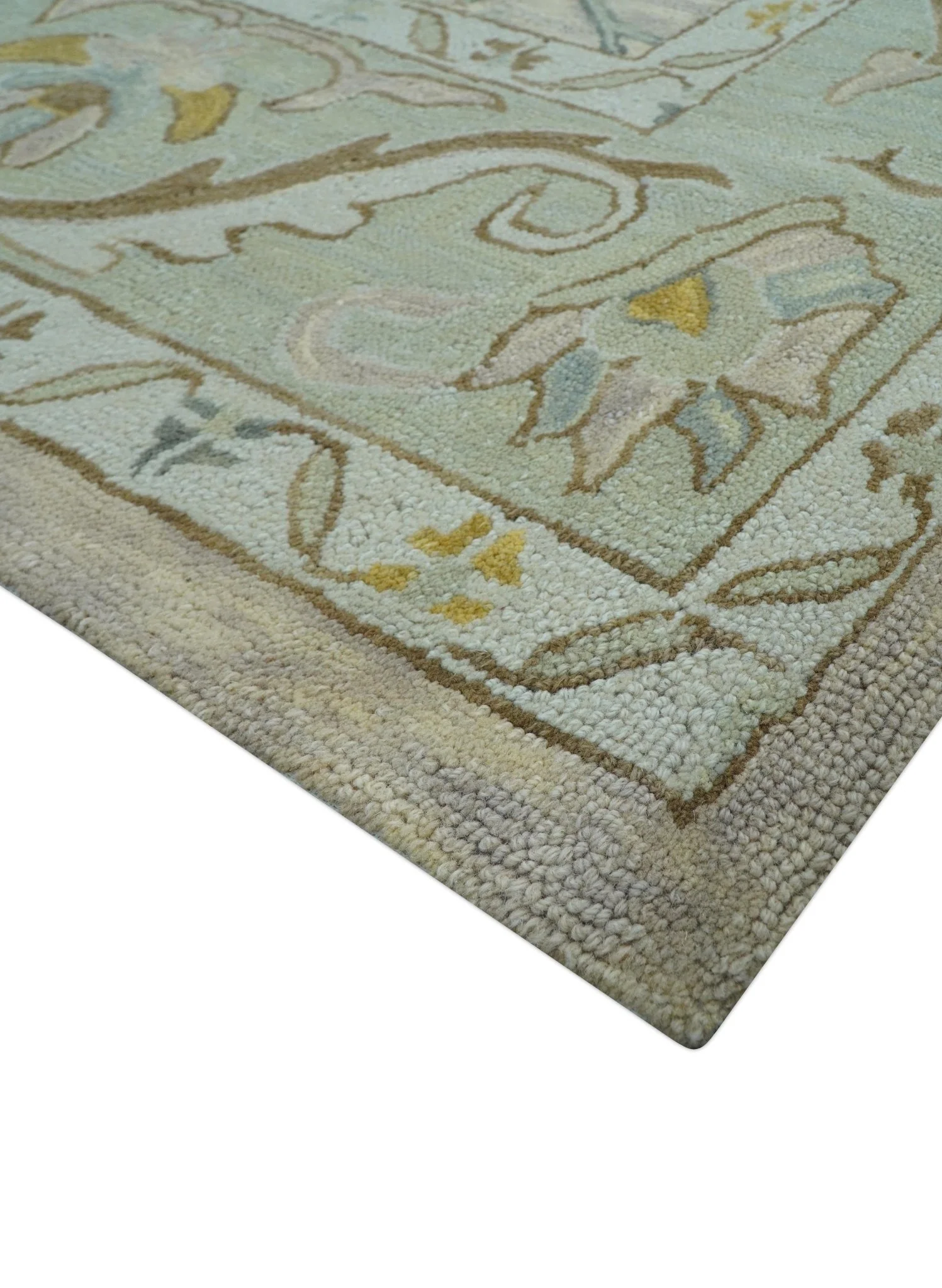 Custom Made Traditional Design Beige Peach Hand Tufted Wool Area Rug - Image 7