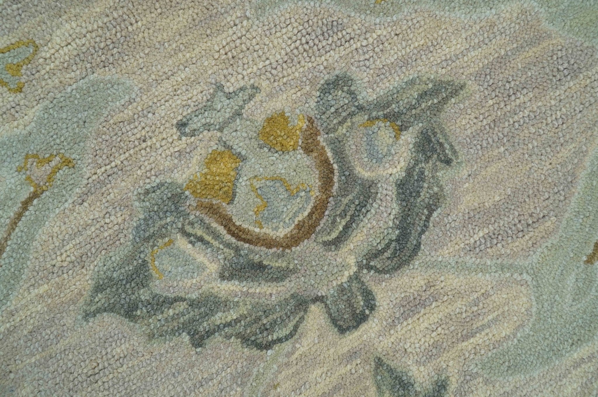 Custom Made Traditional Design Beige Peach Hand Tufted Wool Area Rug - Image 9