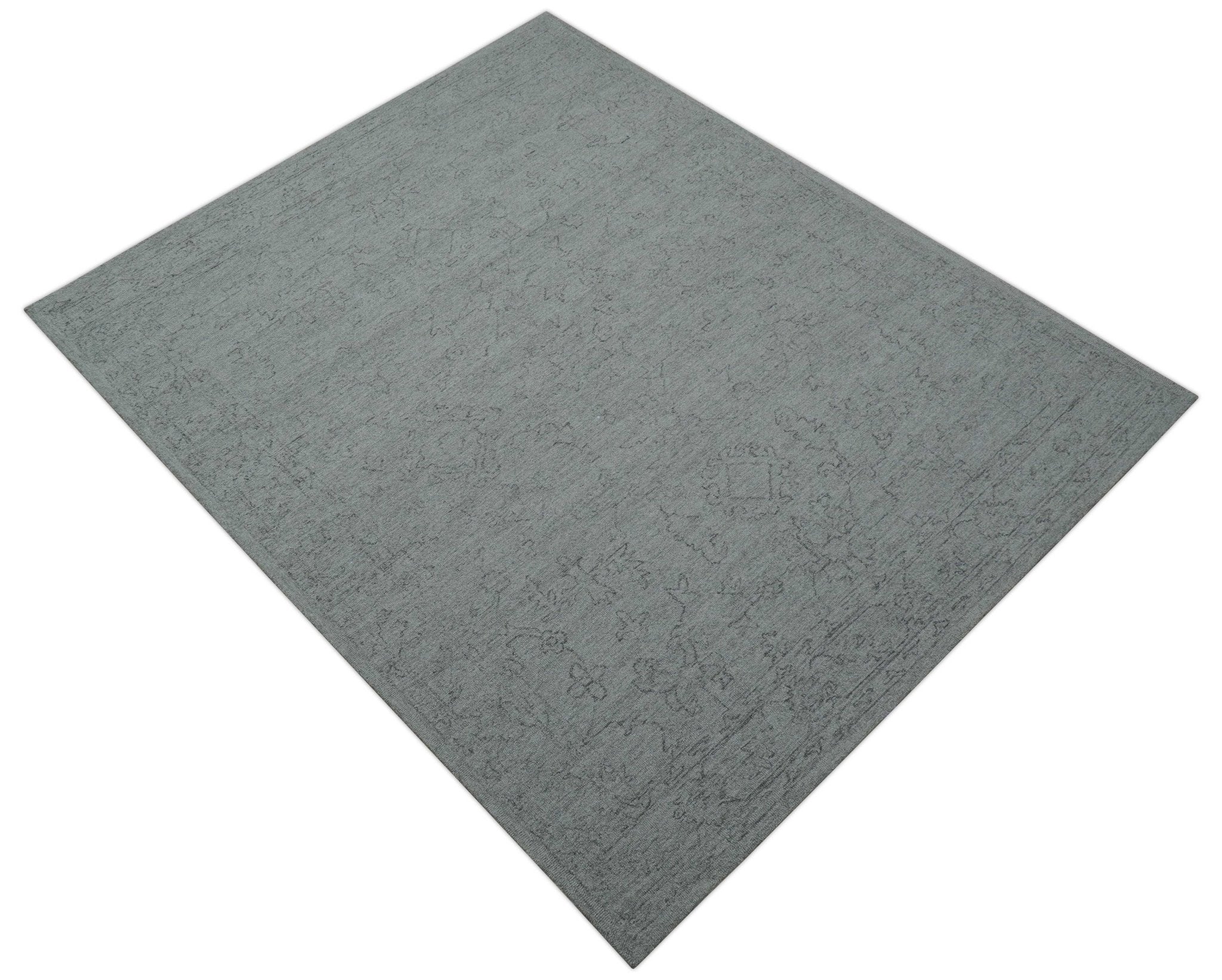 Custom Made Traditional Transitional Gray Hand Tufted wool rug - Image 3