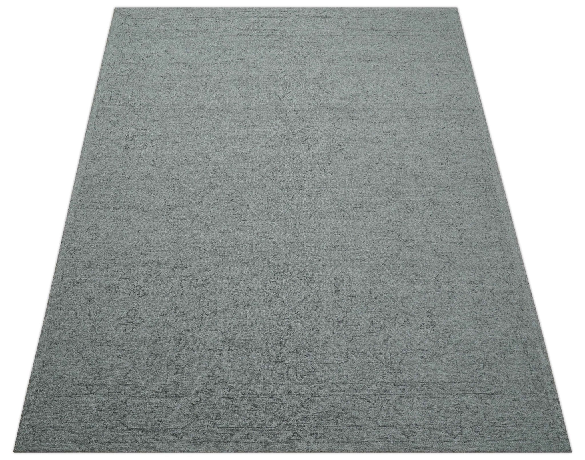 Custom Made Traditional Transitional Gray Hand Tufted wool rug - Image 4