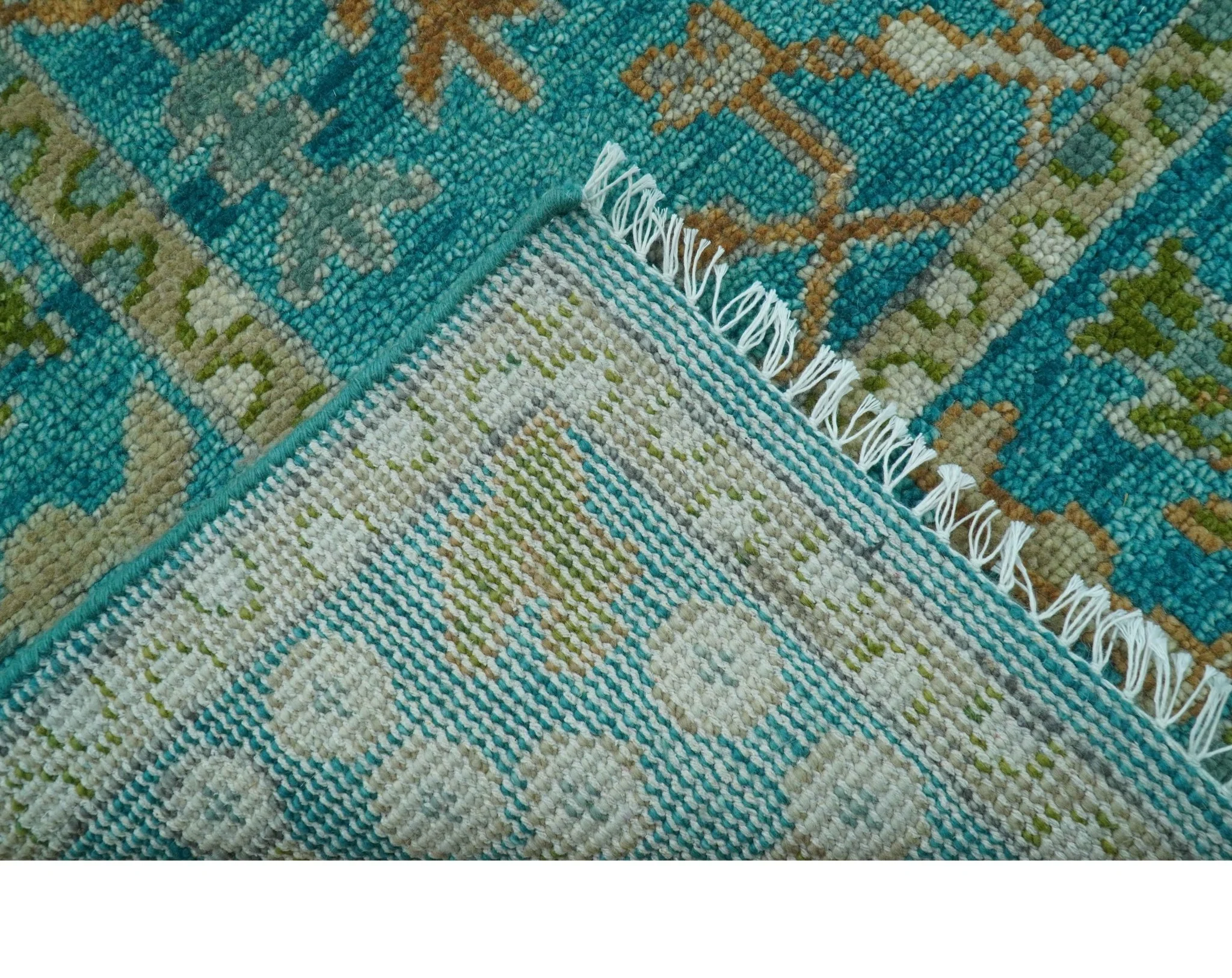 Custom Made The Plants and Roots Blue Hand Knotted Traditional Wool Area Rug - Image 3