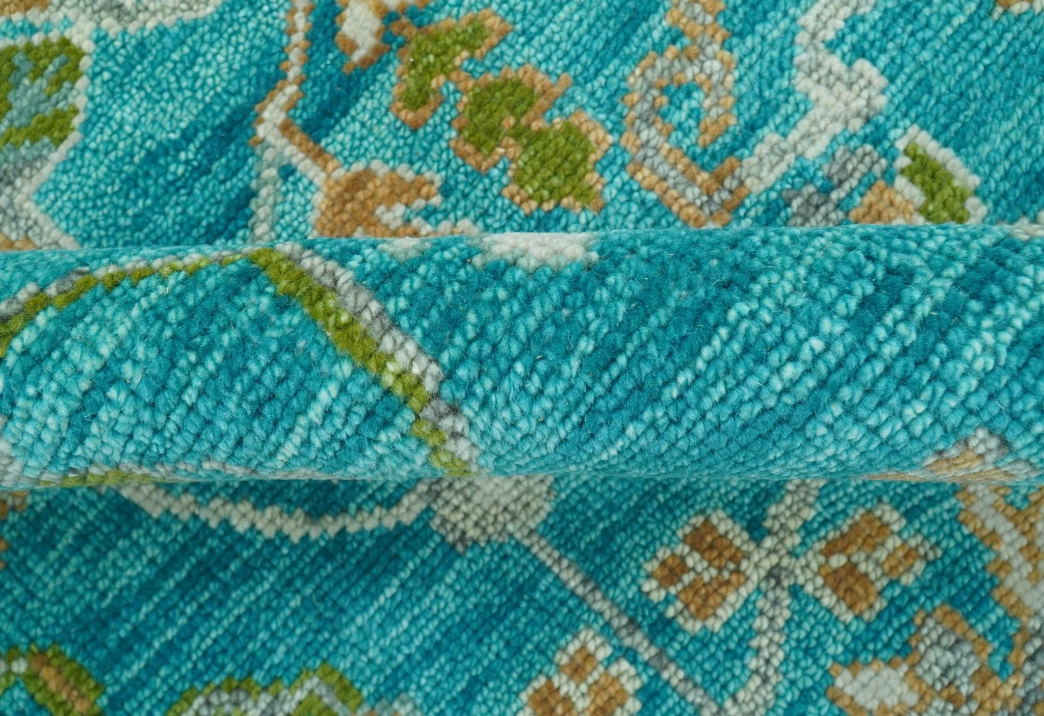 Custom Made The Plants and Roots Blue Hand Knotted Traditional Wool Area Rug - Image 8
