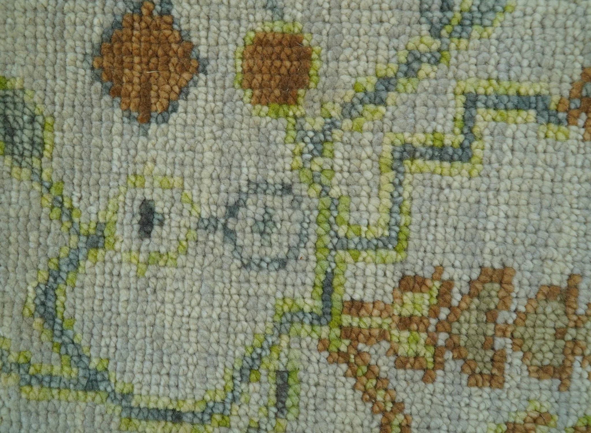 The Plants and Roots Ivory and Pink Hand Knotted Traditional Custom Made Wool Rug - Image 7