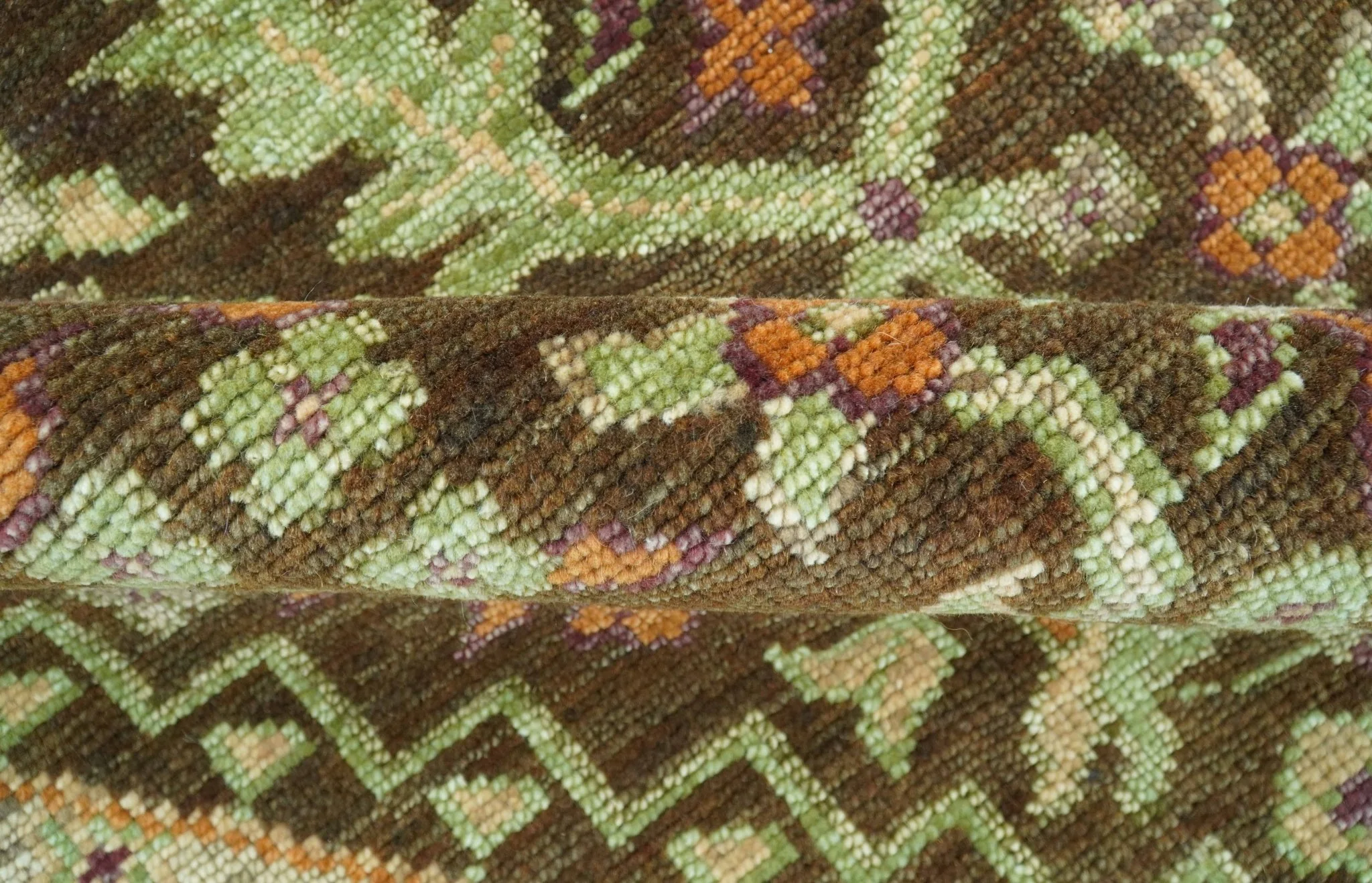 Custom Made Traditional Tribal Beige And Brown Hand Knotted wool area rug - Image 9