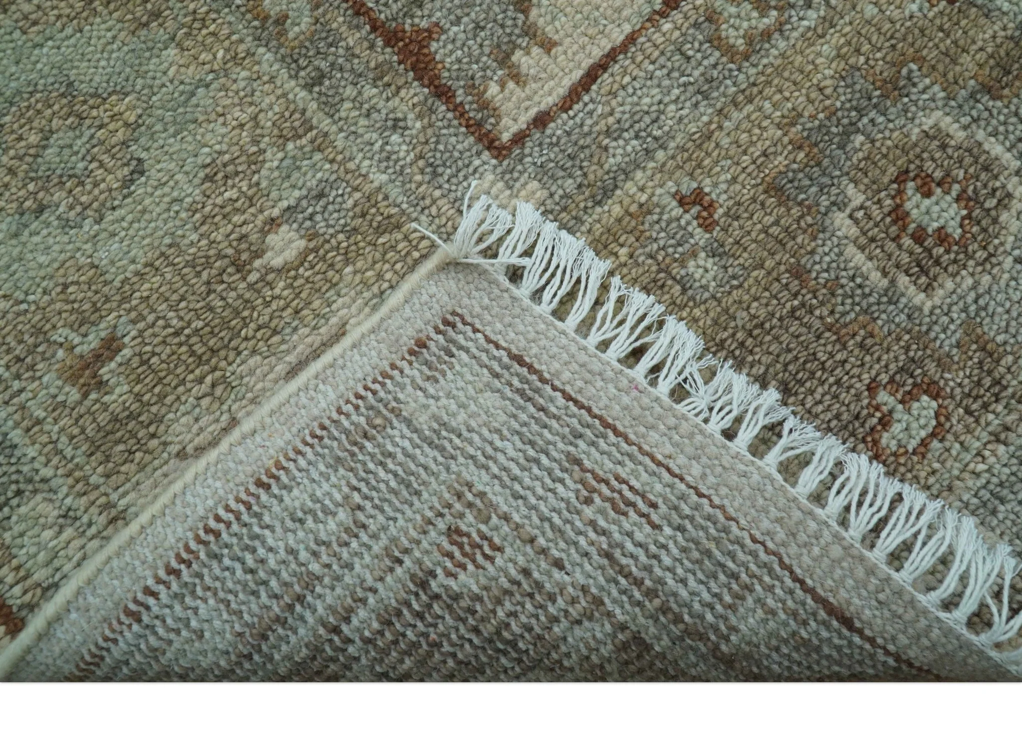 Custom Made Traditional Turkish Beige Hand knotted Wool Area Rug - Image 5
