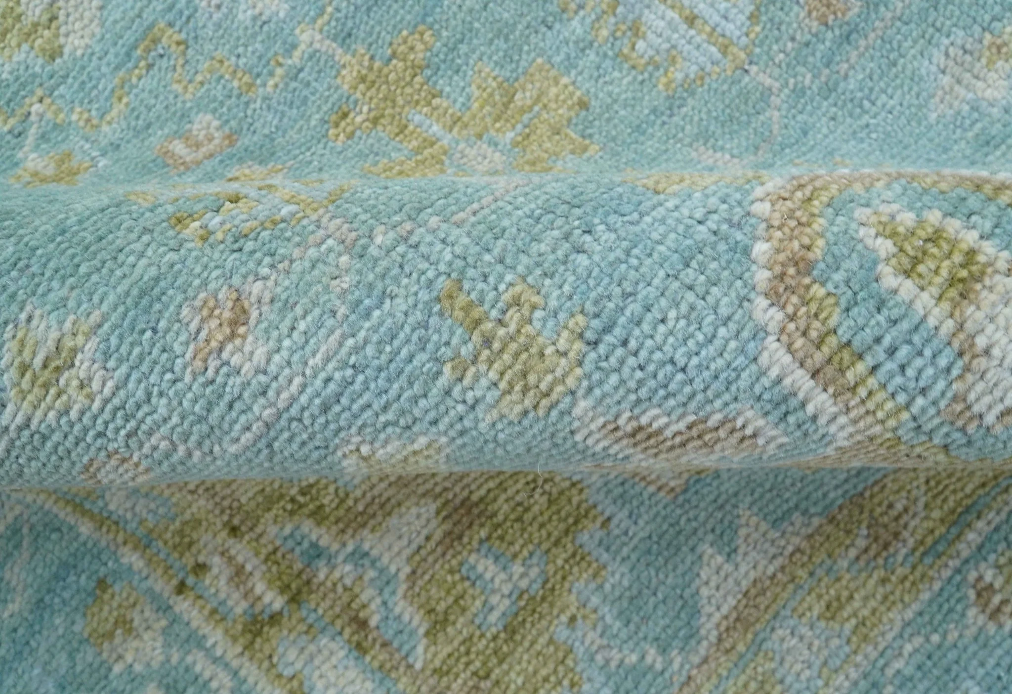 Custom Made Traditional Turkish Blue And Green Hand Knotted Wool Rug - Image 8