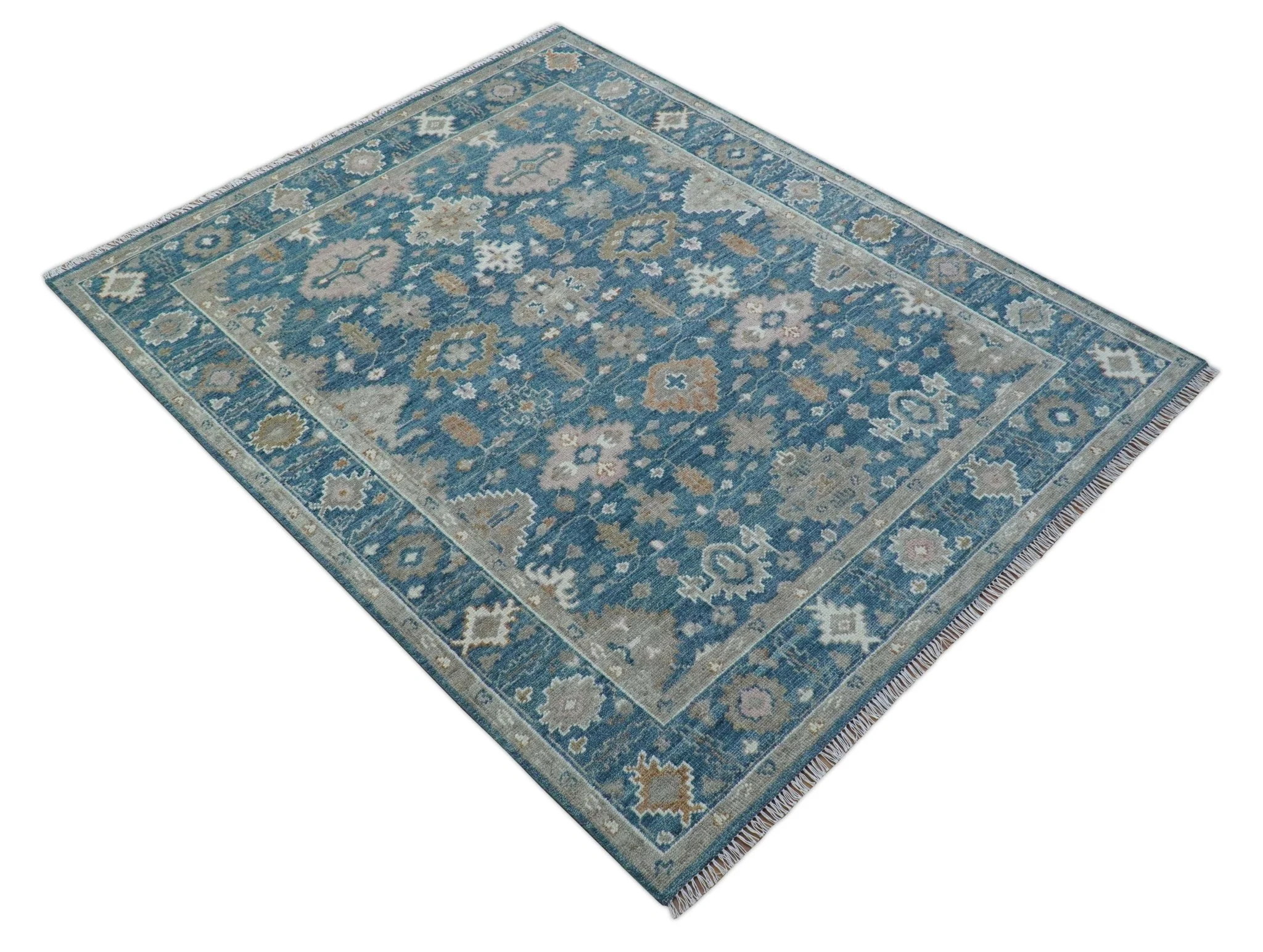 Custom Made Traditional Turkish Blue Hand knotted Wool Area Rug - Image 10