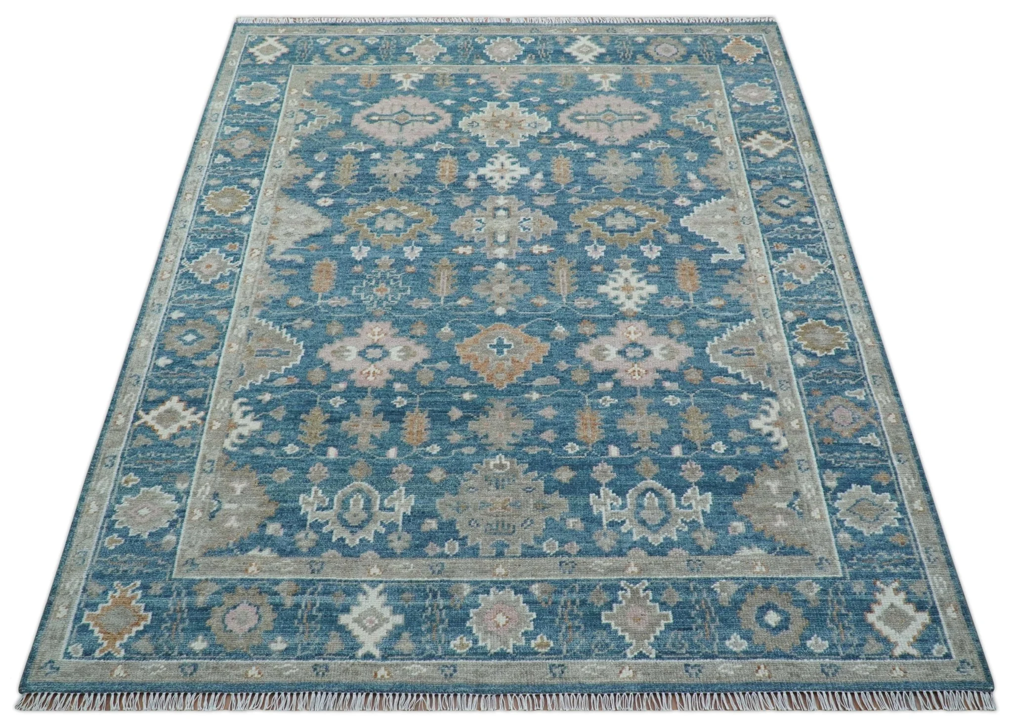 Custom Made Traditional Turkish Blue Hand knotted Wool Area Rug - Image 11