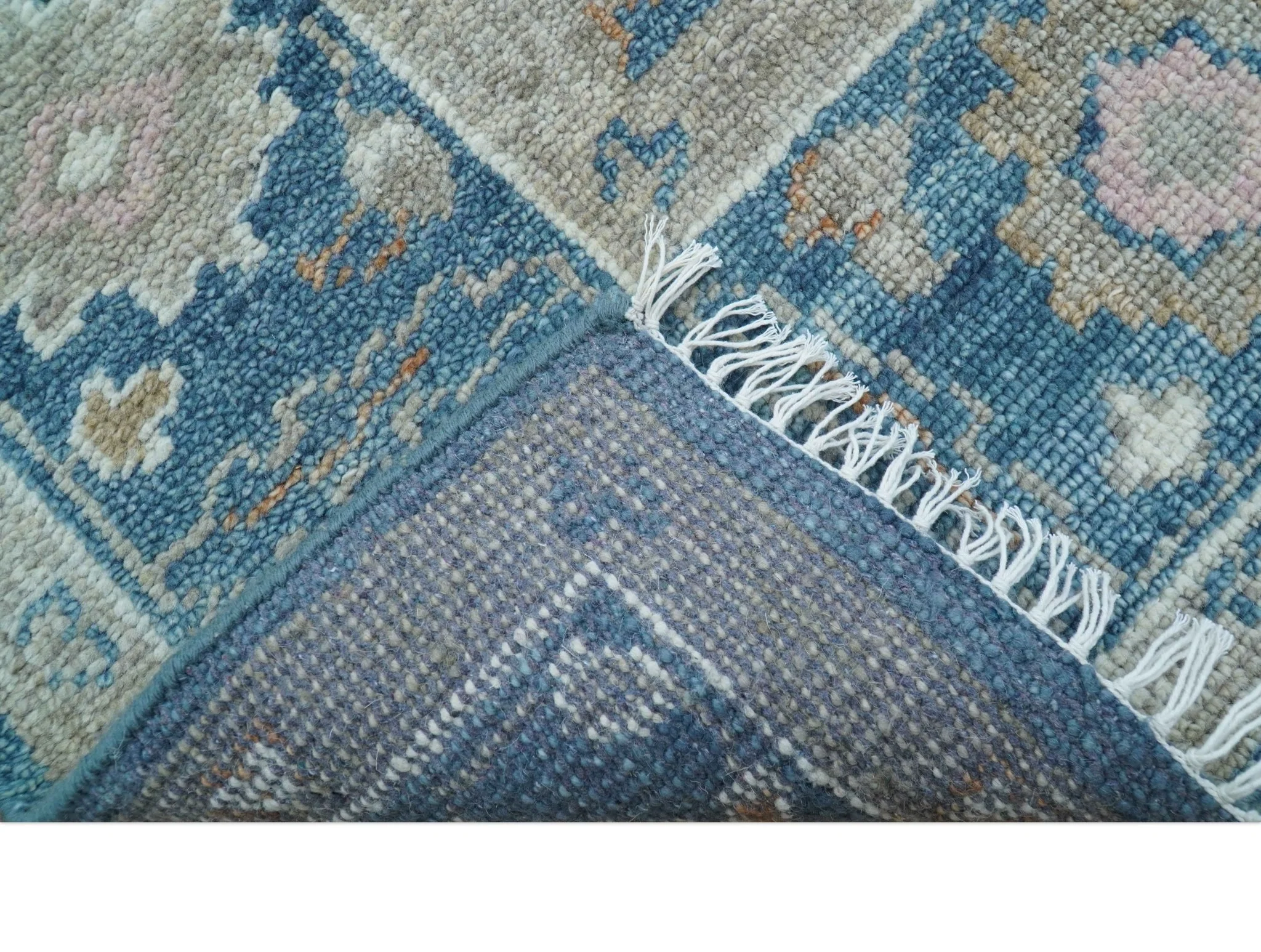 Custom Made Traditional Turkish Blue Hand knotted Wool Area Rug - Image 5