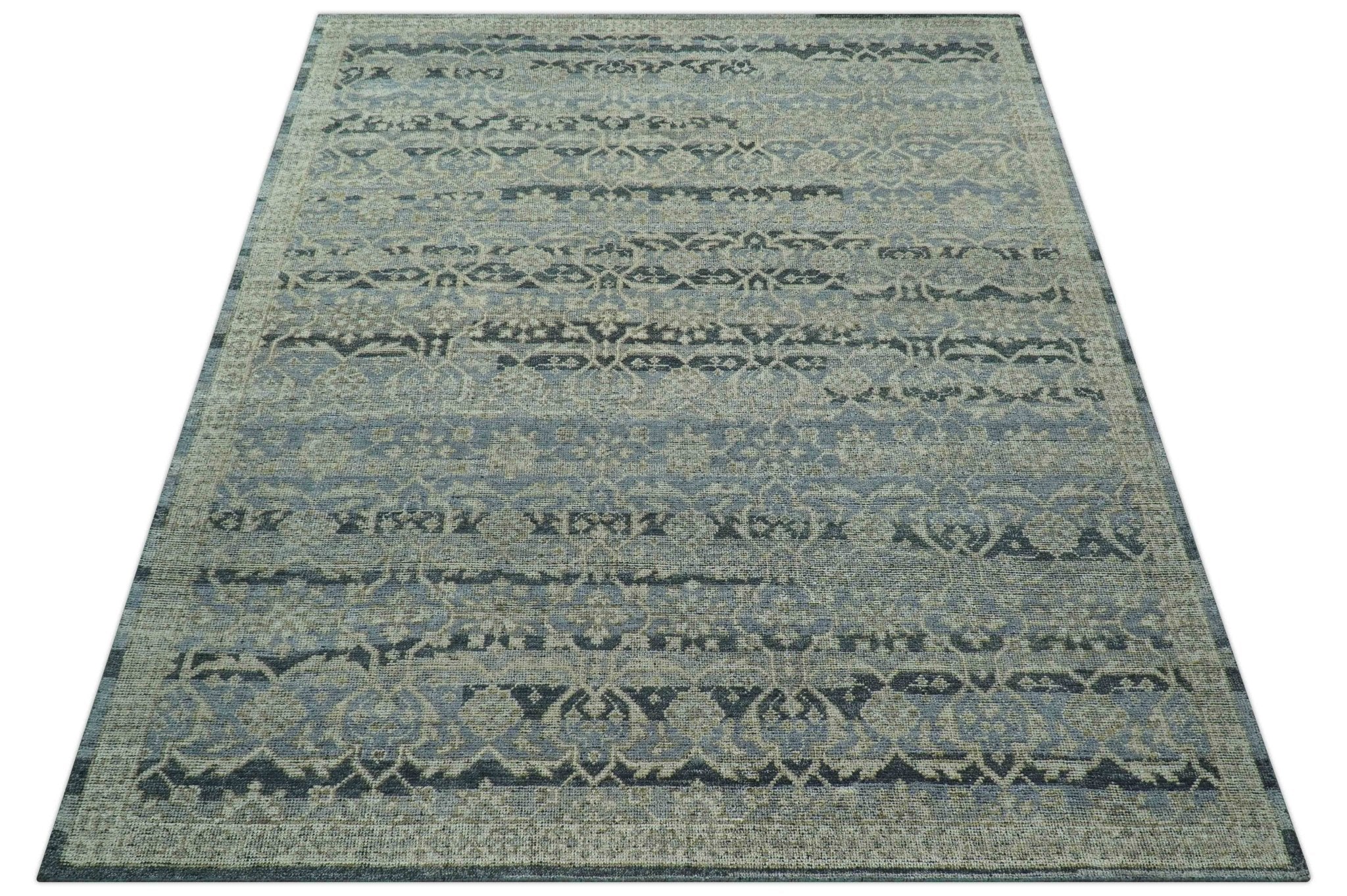 Custom Made Traditional Turkish Gray And Charcoal Hand Knotted Wool Rug - Image 10