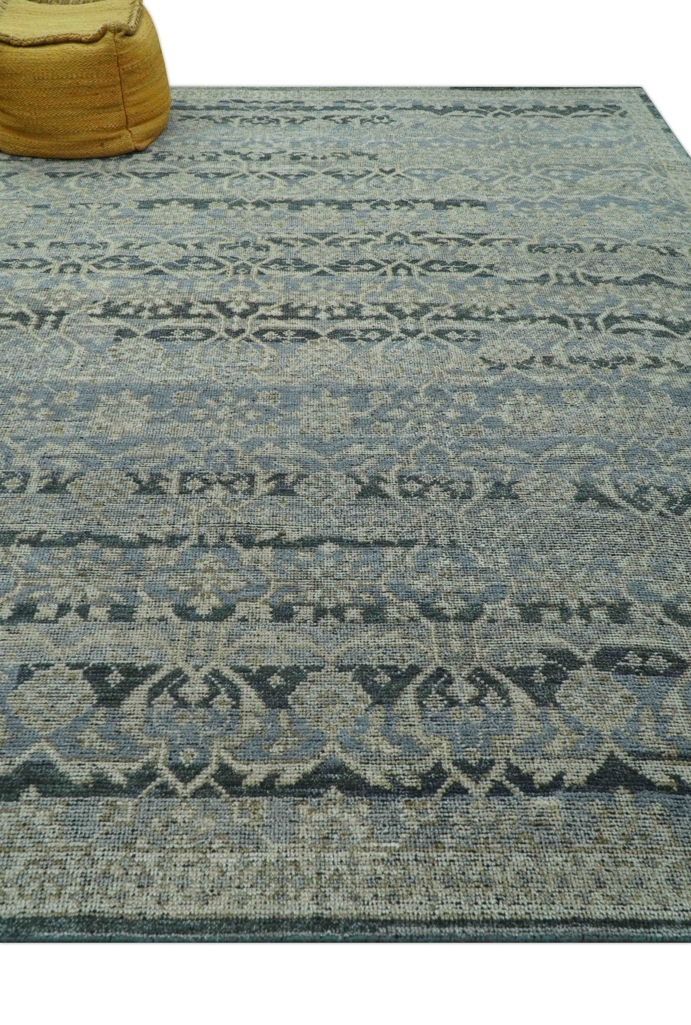 Custom Made Traditional Turkish Gray And Charcoal Hand Knotted Wool Rug - Image 3