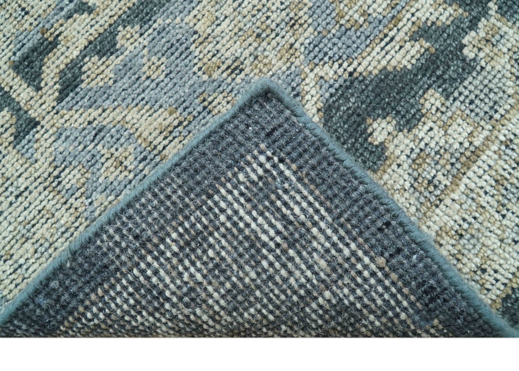 Custom Made Traditional Turkish Gray And Charcoal Hand Knotted Wool Rug - Image 4