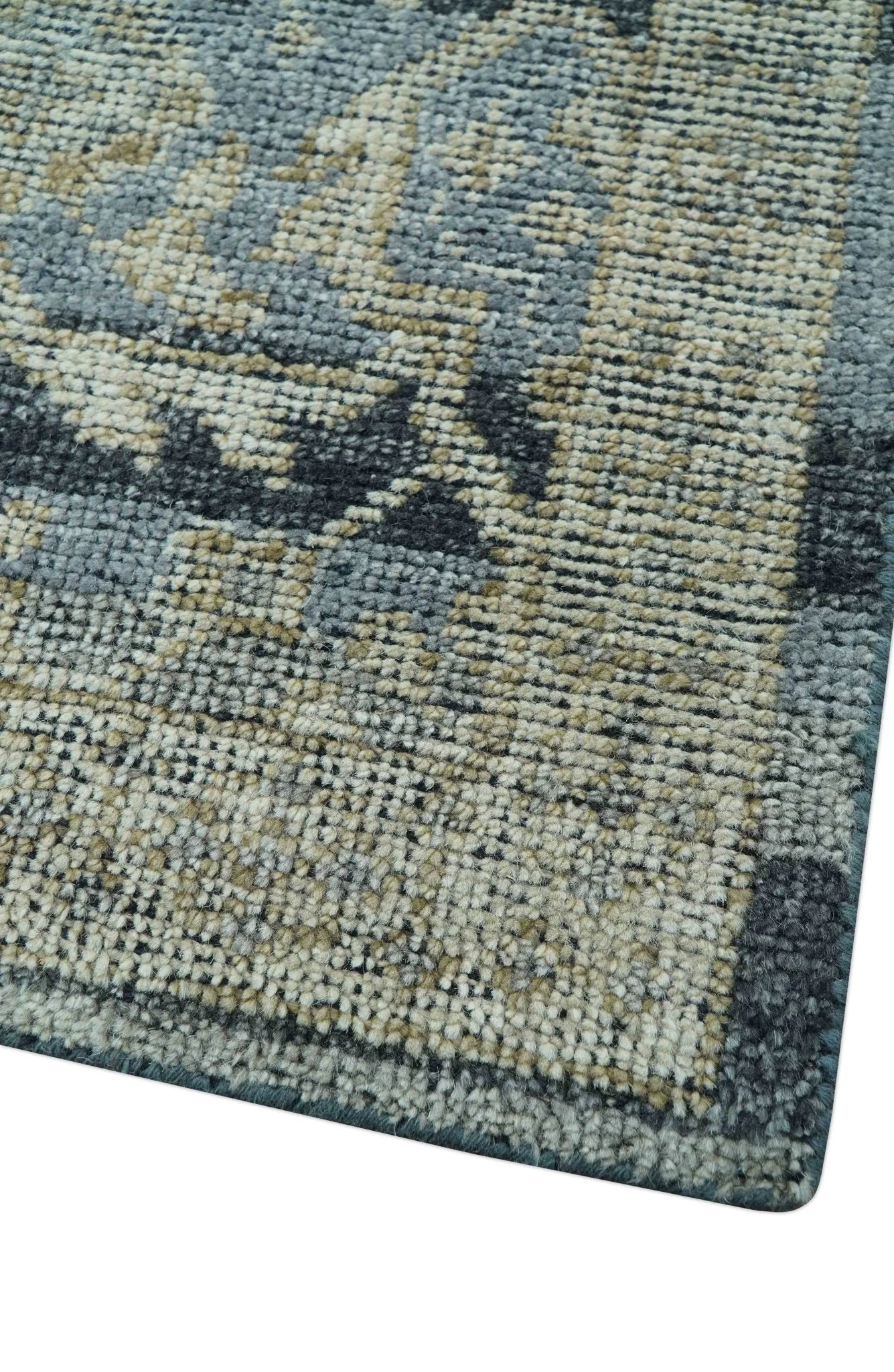 Custom Made Traditional Turkish Gray And Charcoal Hand Knotted Wool Rug - Image 5