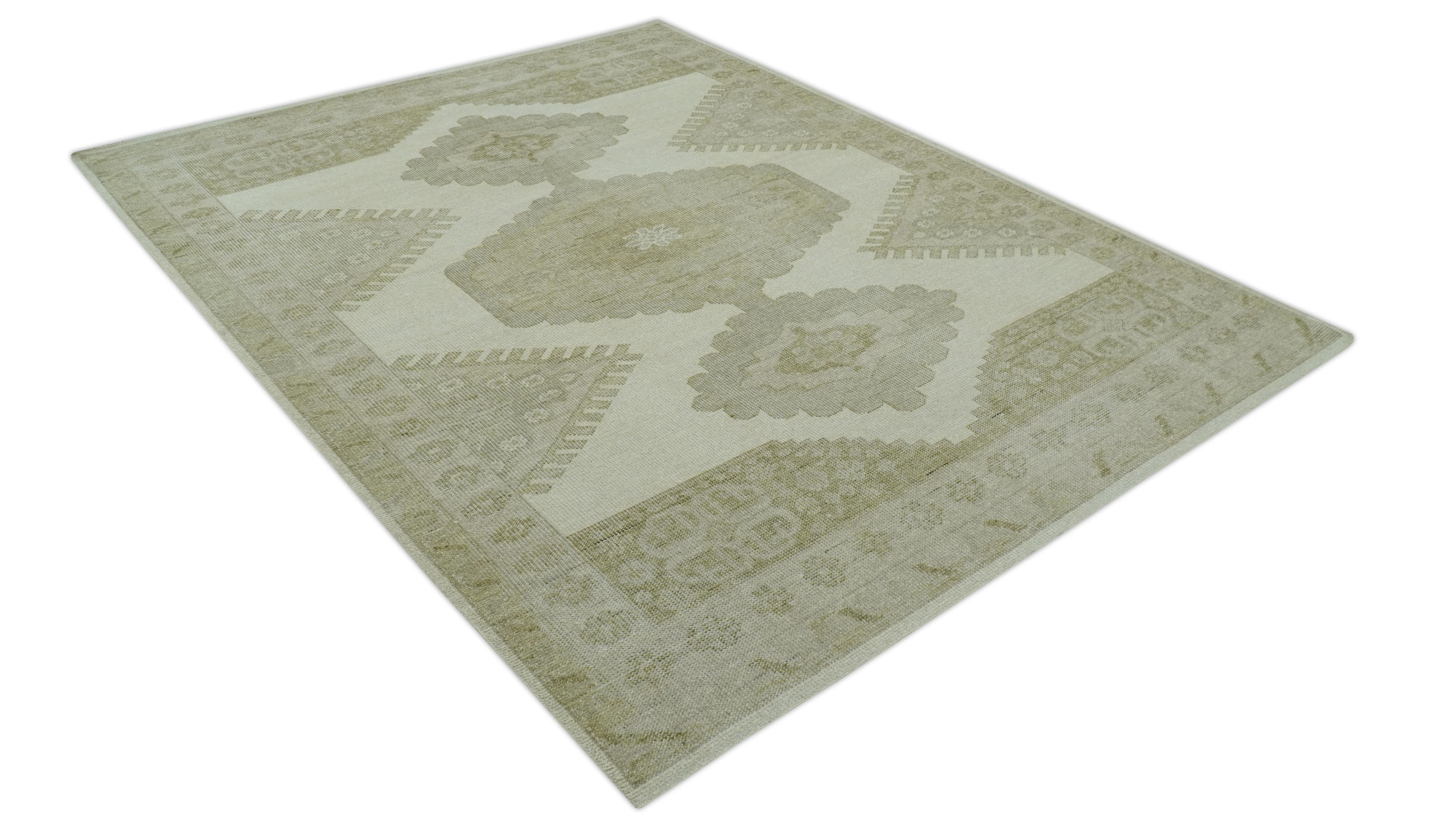 Custom Made Traditional Turkish Design Beige Hand knotted Wool Area Rug - Image 11