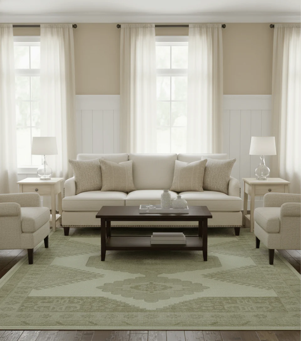Custom Made Traditional Turkish Design Beige Hand knotted Wool Area Rug - Image 2