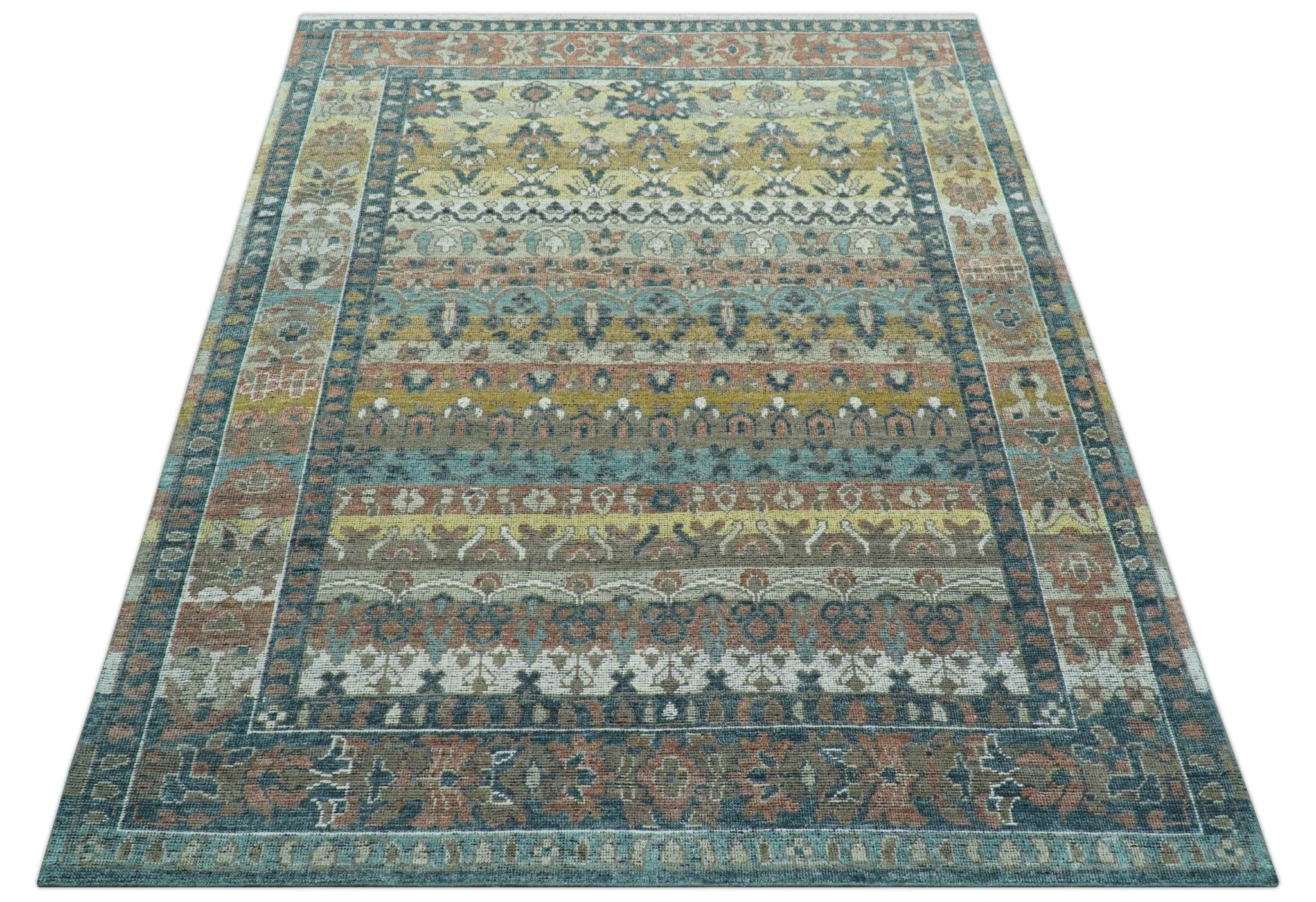 Custom Made Turkish Design Multi color Hand Knotted Wool Rug - Image 10