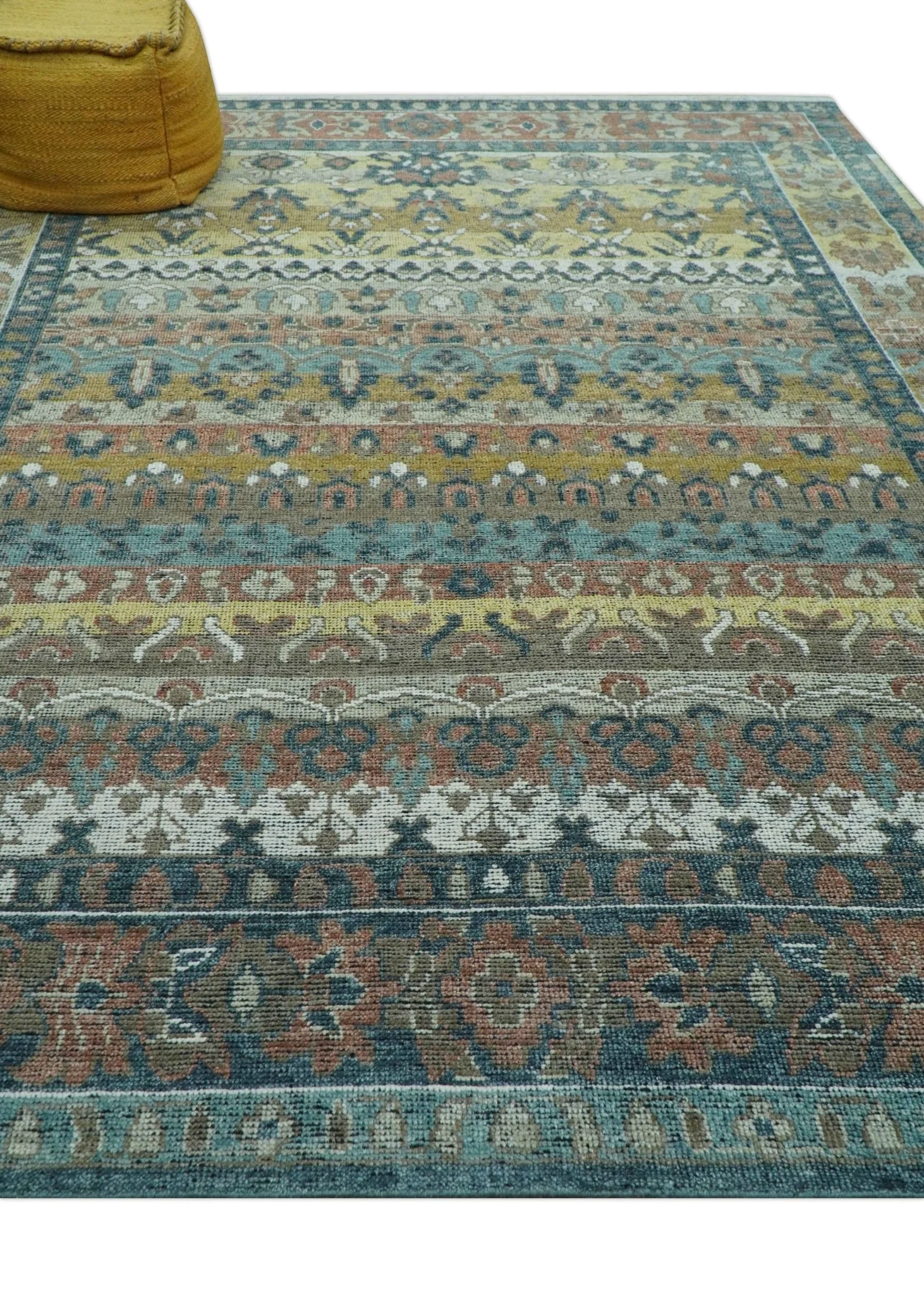 Custom Made Turkish Design Multi color Hand Knotted Wool Rug - Image 9