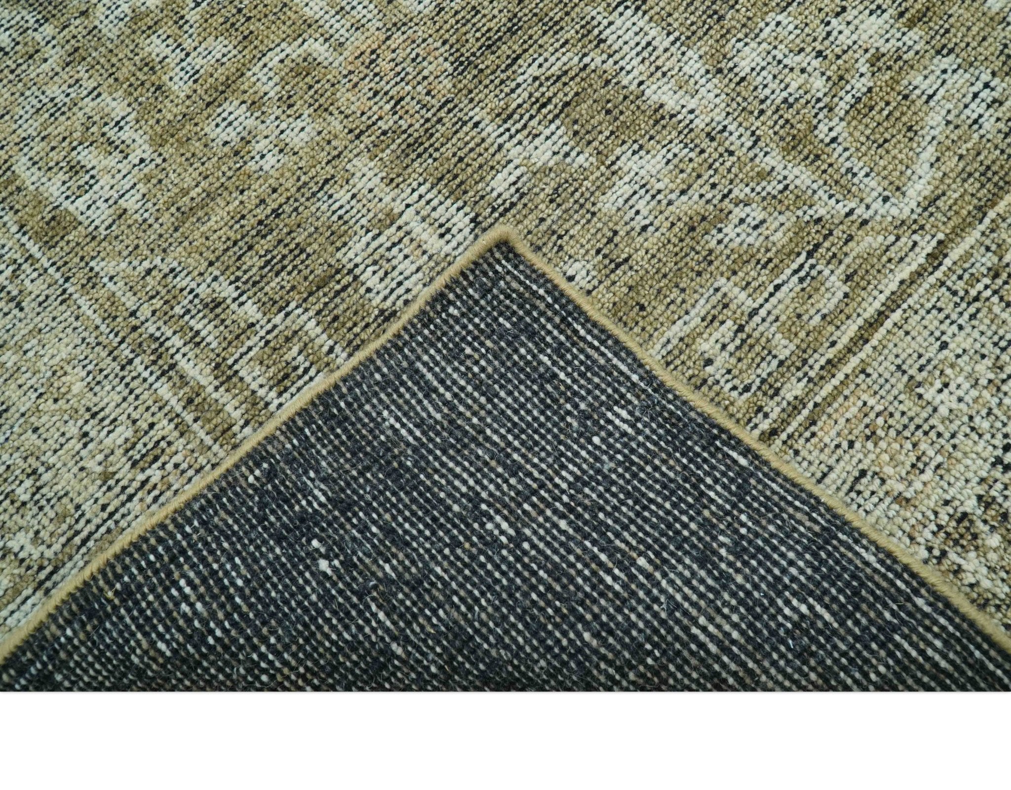 Custom Made Traditional Design Olive Hand Knotted Wool Area Rug - Image 5