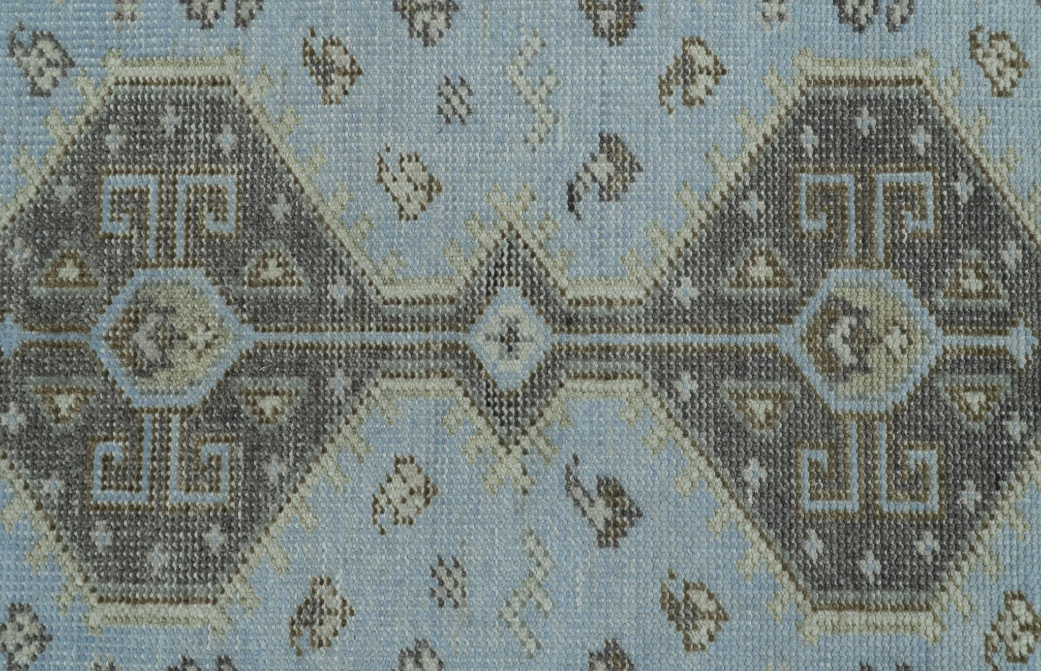 Custom Made Traditional Turkish design Blue And Brown Hand Knotted Wool Area Rug - Image 5