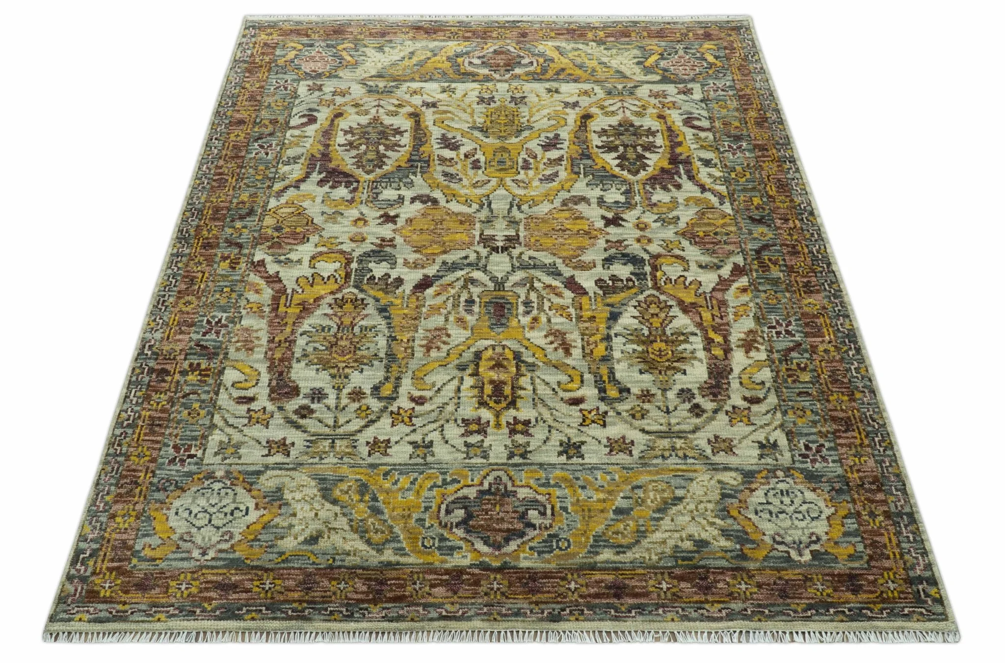 Custom Made Transitional Silver, Gold and Gray Hand Knotted Wool Rug - Image 10