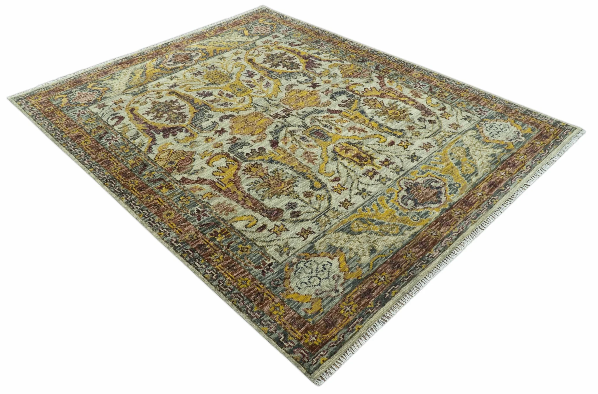 Custom Made Transitional Silver, Gold and Gray Hand Knotted Wool Rug - Image 11
