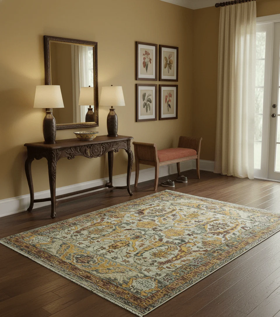 Custom Made Transitional Silver, Gold and Gray Hand Knotted Wool Rug - Image 2
